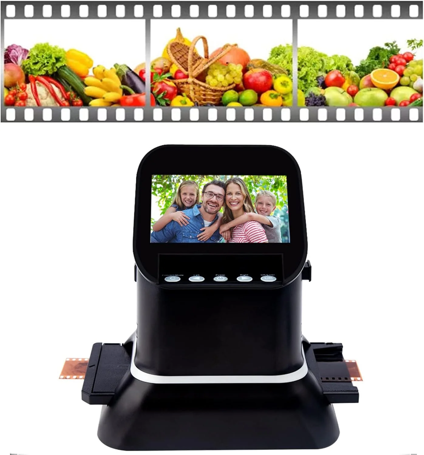 اسکنر اسلاید فیلم دیجیتال با صفحه نمایش رنگی 4.3 اینچی LCD، مبدل عکس فیلم برای Win10/ Win8/ Win7/ Win XP/Win Vista