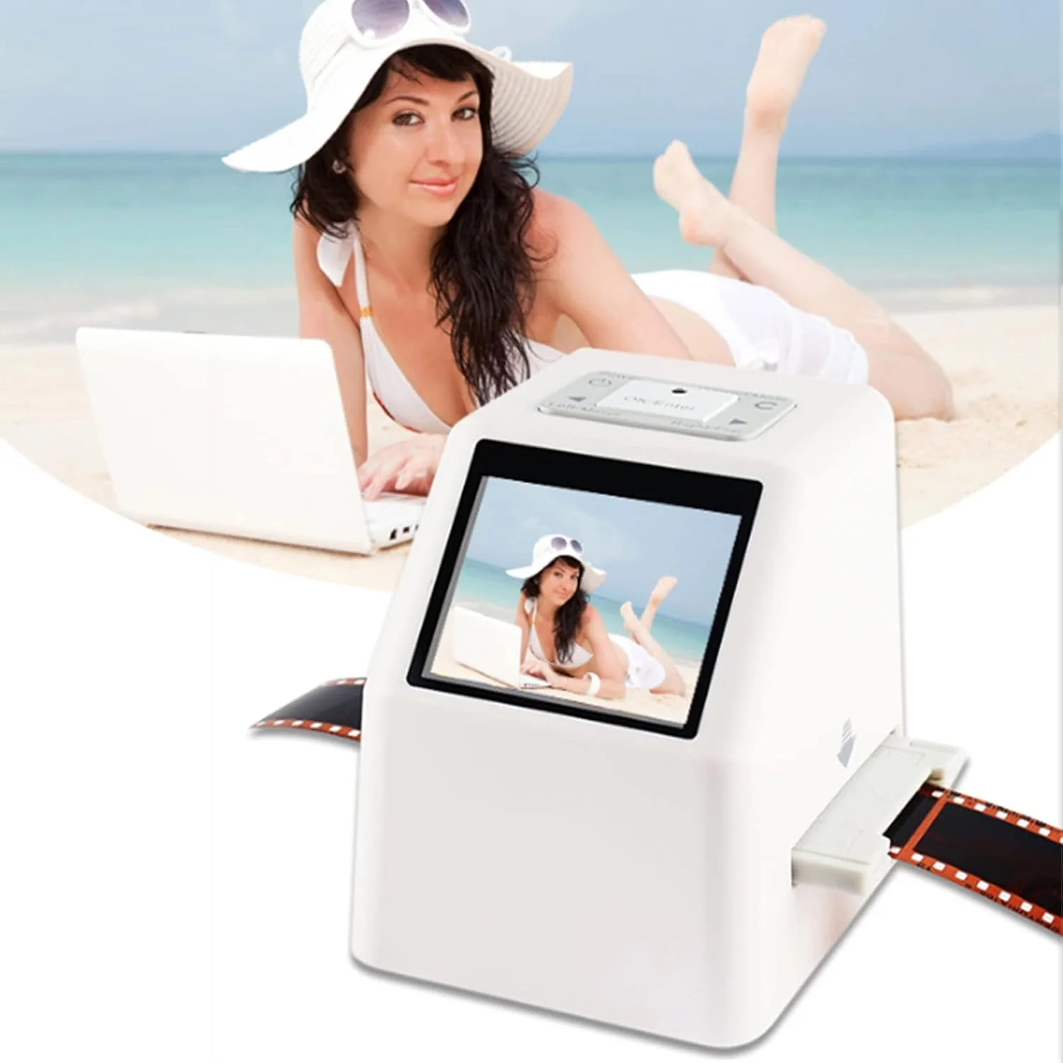 اسکنر فیلم قابل حمل، اسکنر نگاتیو، صفحه نمایش 2.4 اینچی LCD، اسکنر اسلاید مناسب برای Win10/ Win8/ Win7/ Win XP/Win Vista/ Mac10.7.3