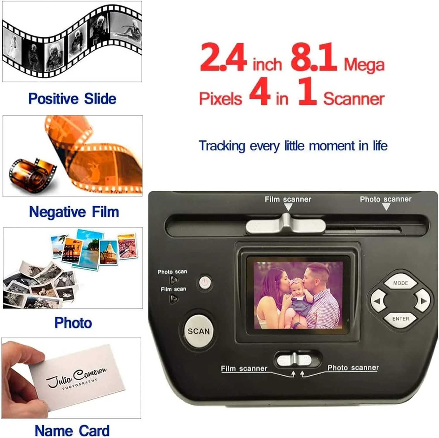 اسکنر فیلم دیجیتال، تبدیل کننده اسلاید با صفحه نمایش رنگی 2.4 اینچی LCD، اسکنر نگاتیو سریع برای ویندوز XP/Vista/Win 7/Win XP/Win Vista اسکنر فیلم دیجیتال، تبدیل کننده اسلاید با صفحه نمایش رنگی 2.4 اینچی LCD، اسکنر نگاتیو سریع برای ویندوز XP/Vista/Win 7/Win XP/Win Vista