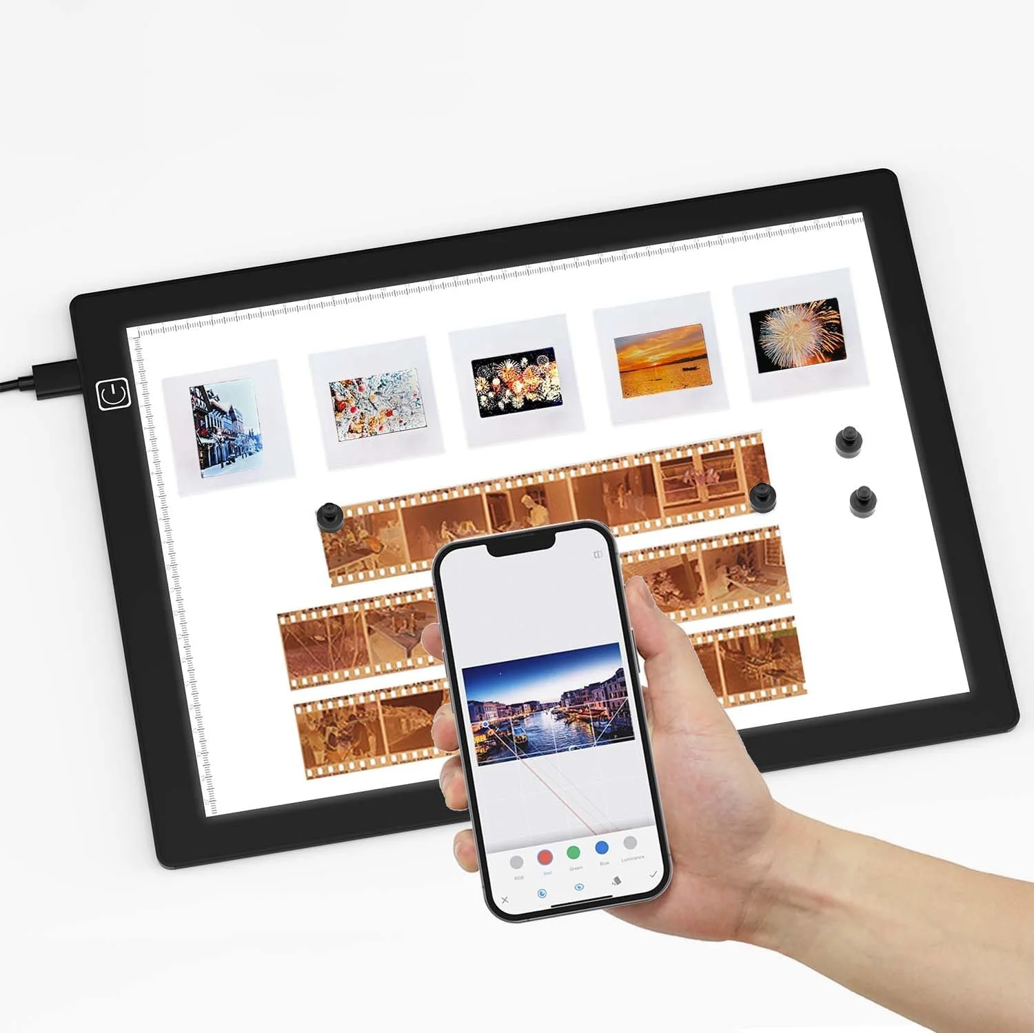 نور پس زمینه اسلاید مغناطیسی JHFart، 5600K، 12 در 8 اینچ، فوق العاده نازک، با روشنایی قابل تنظیم برای اسلایدها و اسکن نگاتیو فیلم