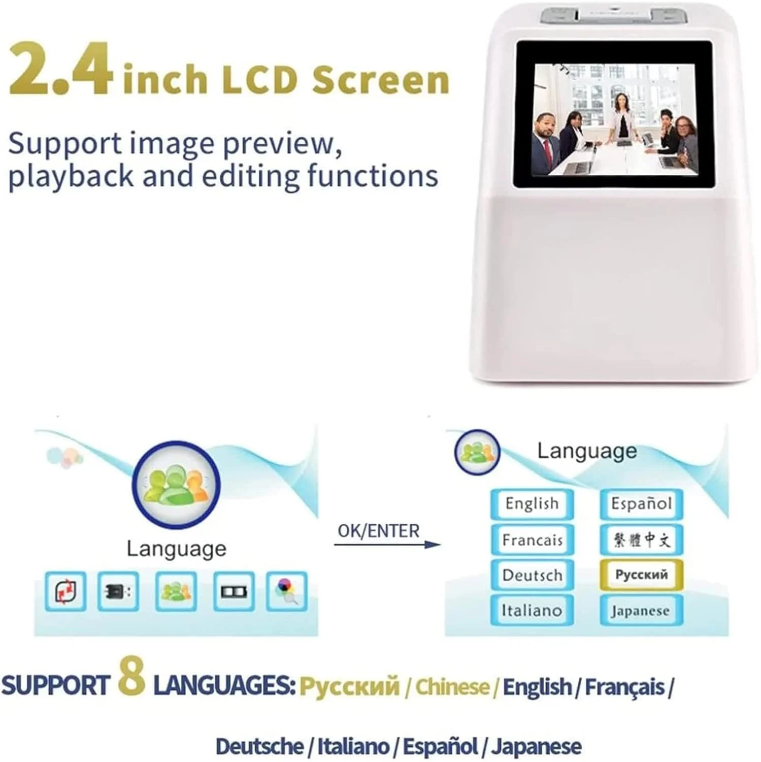 اسکنر اسلاید فیلم با نمایشگر LCD 2.4 اینچی، مبدل فیلم دیجیتال 22 مگاپیکسلی، تبدیل فیلمهای 35 میلیمتری، 126، 110، سوپر 8، اسلایدها و نگاتیوها به JPEG اسکنر اسلاید فیلم با نمایشگر LCD 2.4 اینچی، مبدل فیلم دیجیتال 22 مگاپیکسلی، تبدیل فیلمهای 35 میلیمتری، 126، 110، سوپر 8، اسلایدها و نگاتیوها به JPEG