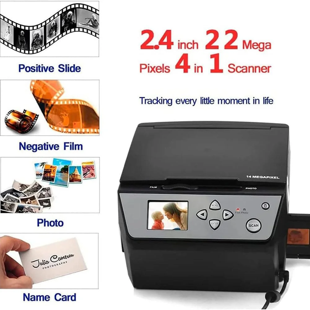 اسکنر چند منظوره عکس، فیلم و اسلاید، با صفحه نمایش 5 اینچی، تبدیل فیلم 135 / اسلاید 35 میلی متری / فیلم 110 / عکس / سند / کارت ویزیت به فایل های دیجیتال JPG با کیفیت HD 22MP اسکنر چند منظوره عکس، فیلم و اسلاید، با صفحه نمایش 5 اینچی، تبدیل فیلم 135 / اسلاید 35 میلی متری / فیلم 110 / عکس / سند / کارت ویزیت به فایل های دیجیتال JPG با کیفیت HD 22MP
