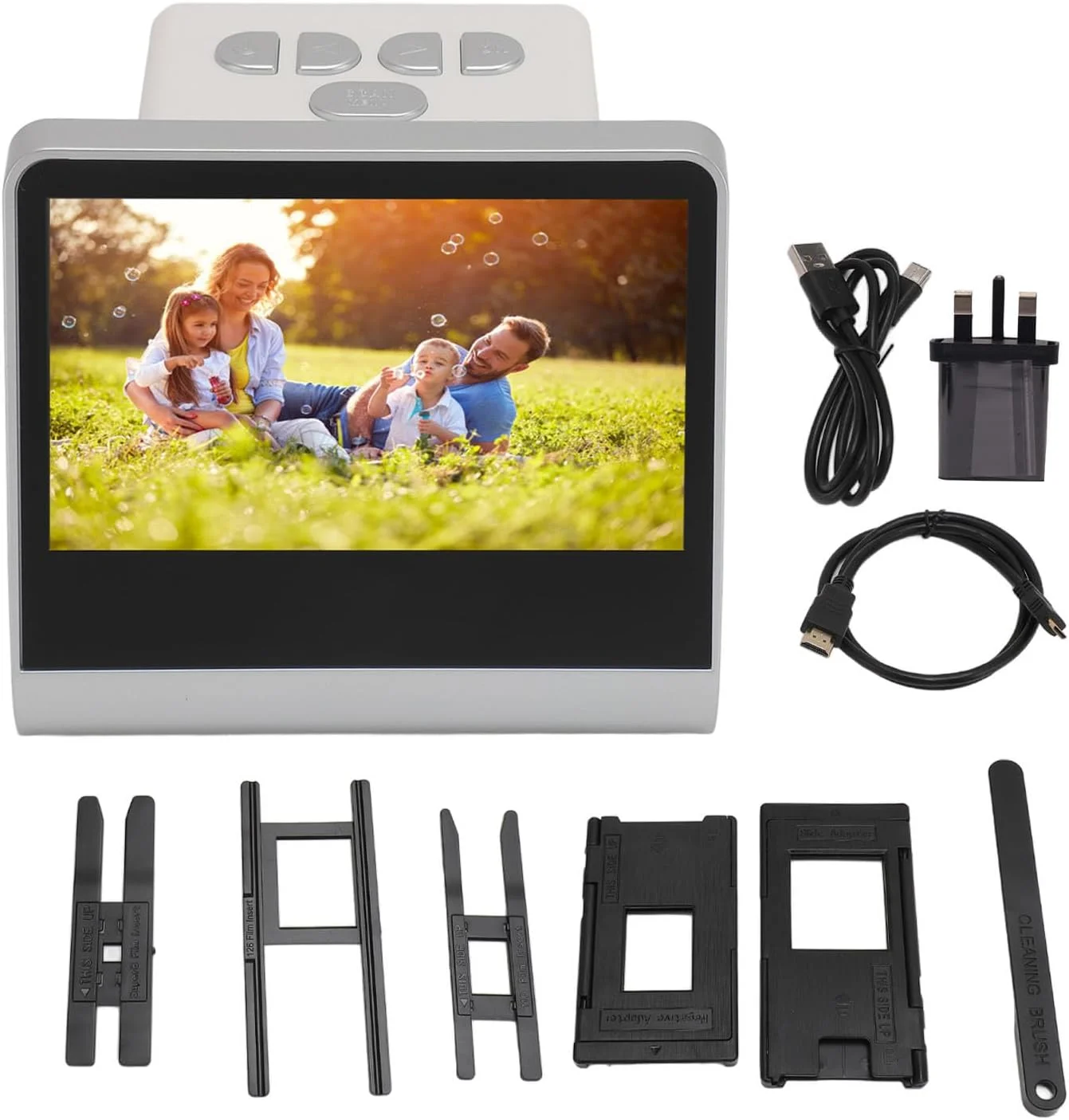 اسکنر فیلم، تبدیل کننده نگاتیو، اسکنر فیلم به دیجیتال HD با صفحه نمایش ال سی دی 5 اینچی، حافظه 16 گیگابایتی، 14 مگاپیکسل با قابلیت افزایش تا 22 مگاپیکسل برای دیجیتالی کردن فیلم های نگاتیو