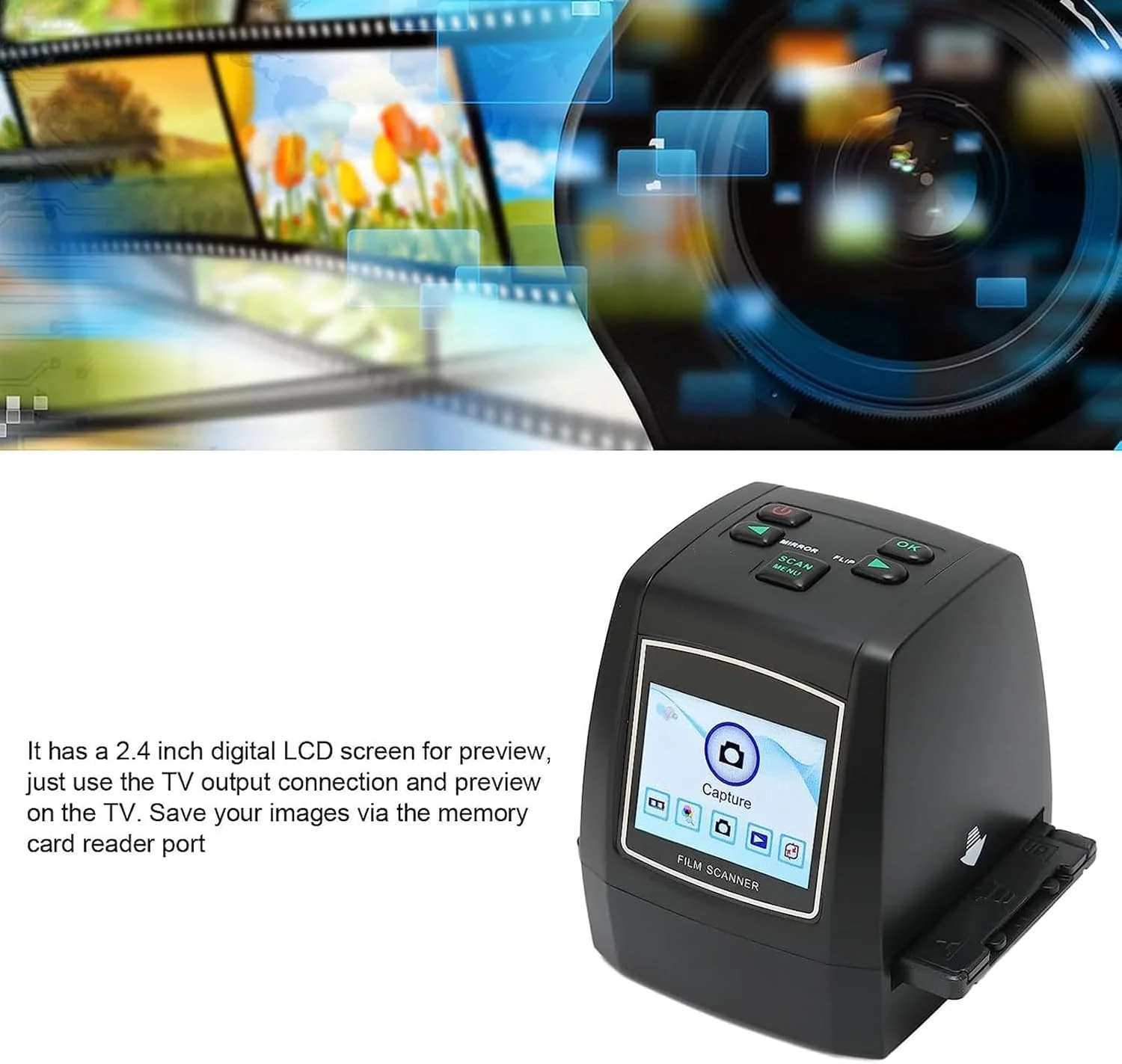 اسکنر فیلم/اسلاید، نمایشگر اسلاید، تبدیل فیلم نگاتیو 35 میلی متری، 126kpk، 110، Super 8 و اسلاید برای ذخیره JPEG دیجیتال اسکنر فیلم/اسلاید، نمایشگر اسلاید، تبدیل فیلم نگاتیو 35 میلی متری، 126kpk، 110، Super 8 و اسلاید برای ذخیره JPEG دیجیتال