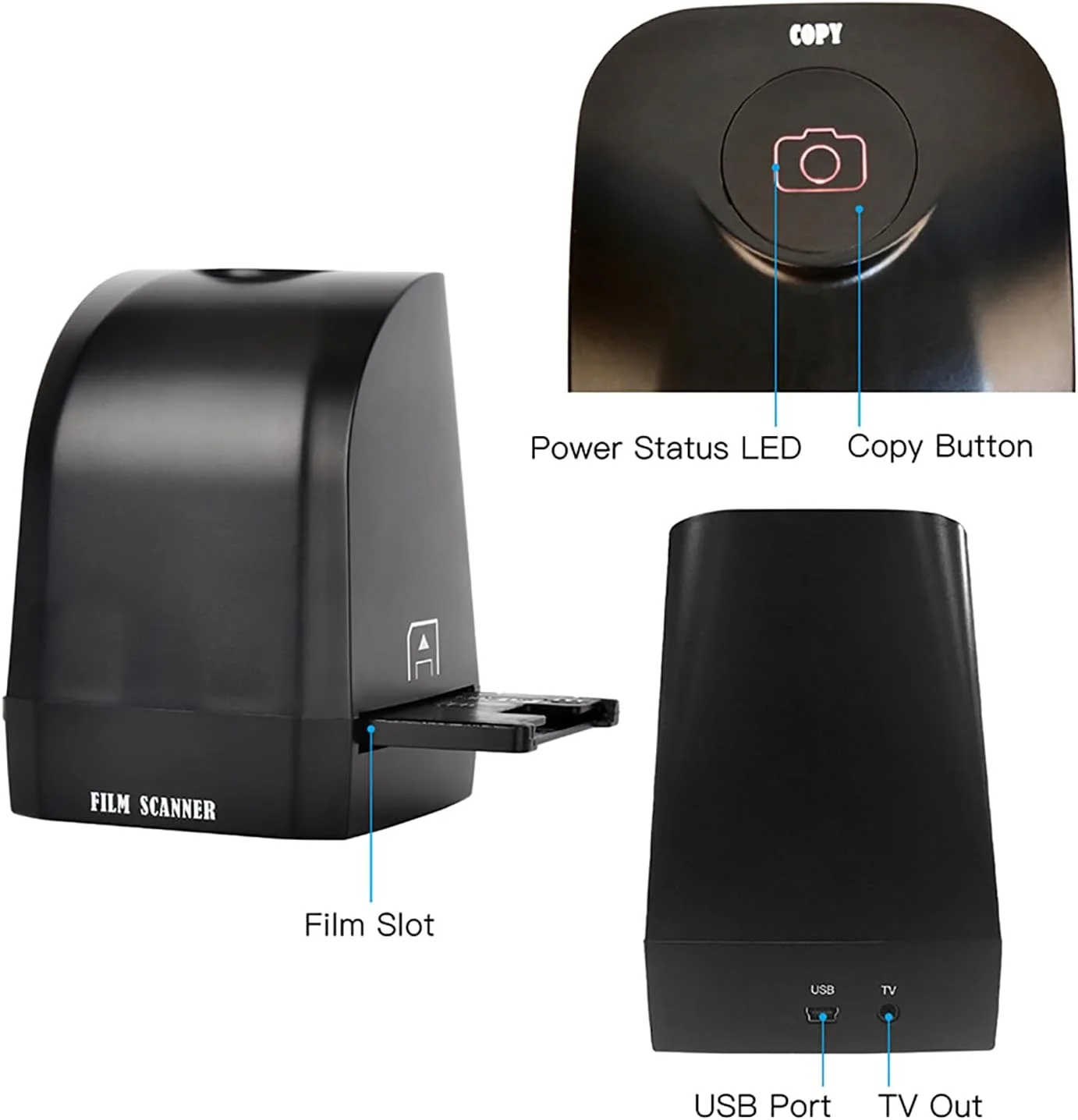 اسکنر نگاتیو فیلم ERICAT با حسگر 8 مگاپیکسلی، تبدیل فیلم 35 میلی متری و 135 میلی متری به عکس های دیجیتال 8 مگاپیکسلی JPEG، پشتیبانی از تنظیم عکس، هدیه ای برای دوستان، خانواده، عزیزان