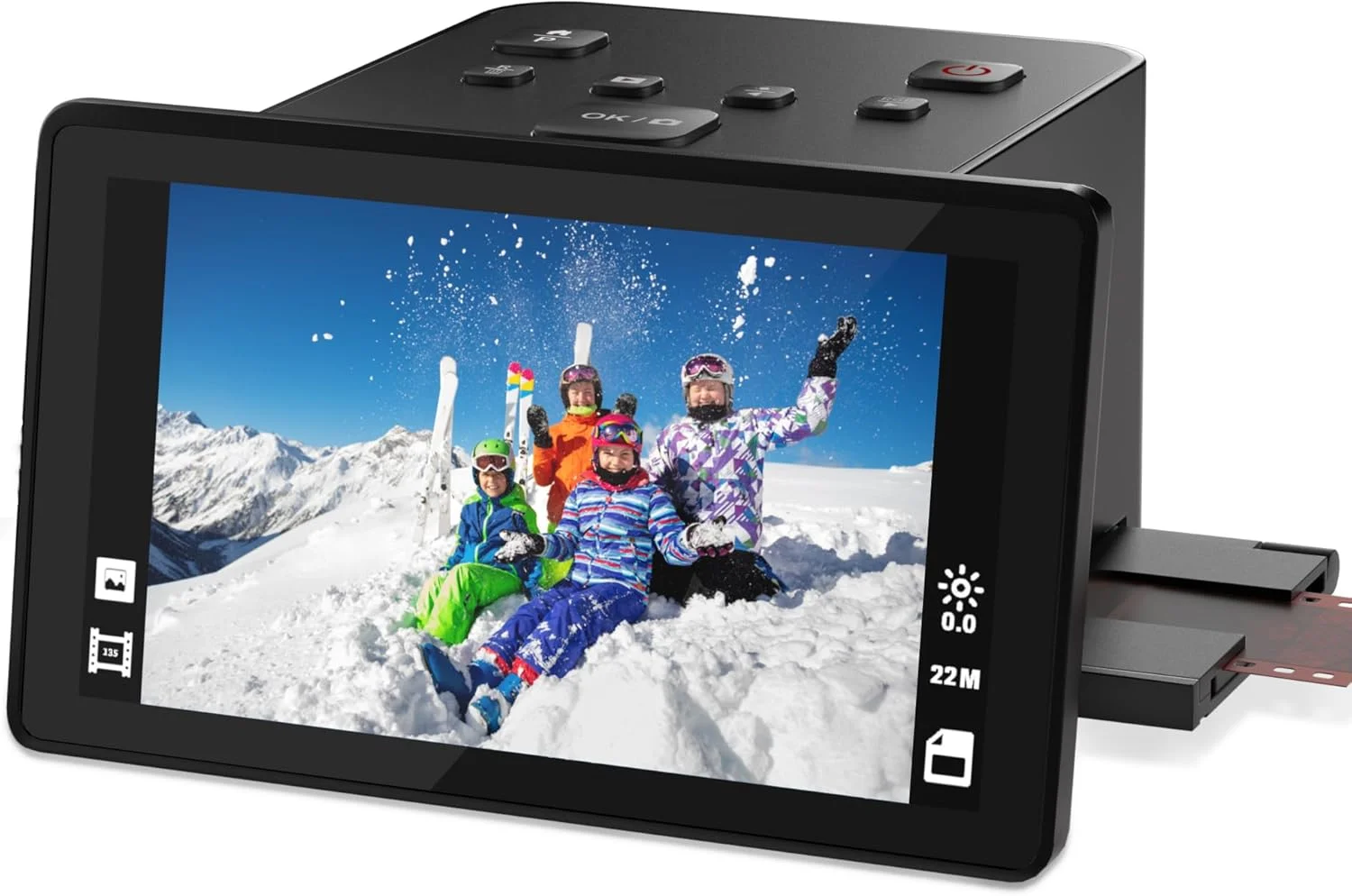 اسکنر فیلم و اسلاید دیجیتال با نمایشگر LCD 5 اینچی، تبدیل نگاتیو و اسلاید های رنگی و سیاه و سفید 135/110/126 KPK و اسلایدهای سوپر 8 به عکس های 22 مگاپیکسلی JPEG