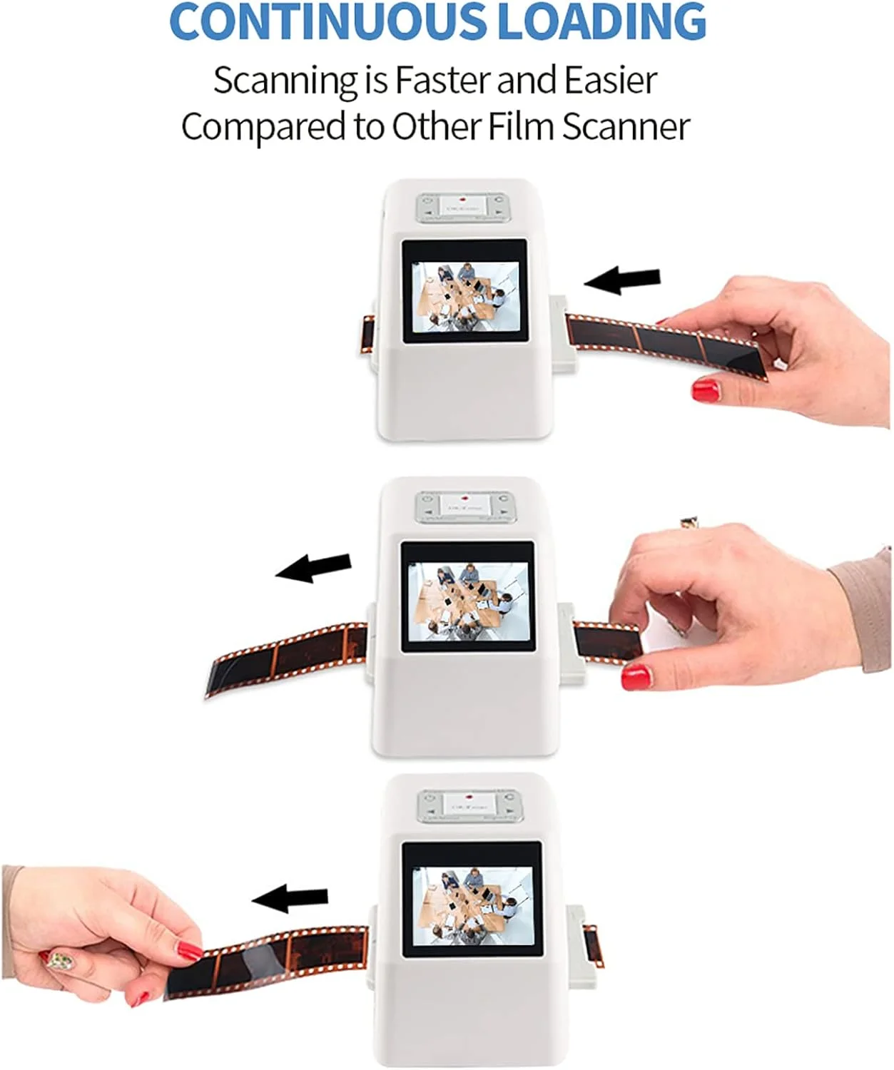 اسکنر اسلاید فیلم، نمایشگر اسلاید با صفحه نمایش 2.4 اینچی LCD، تبدیل فیلم نگاتیو و اسلاید 35 میلی متری، 126، 110، سوپر 8 به JPEG دیجیتال و ذخیره در کارت SD