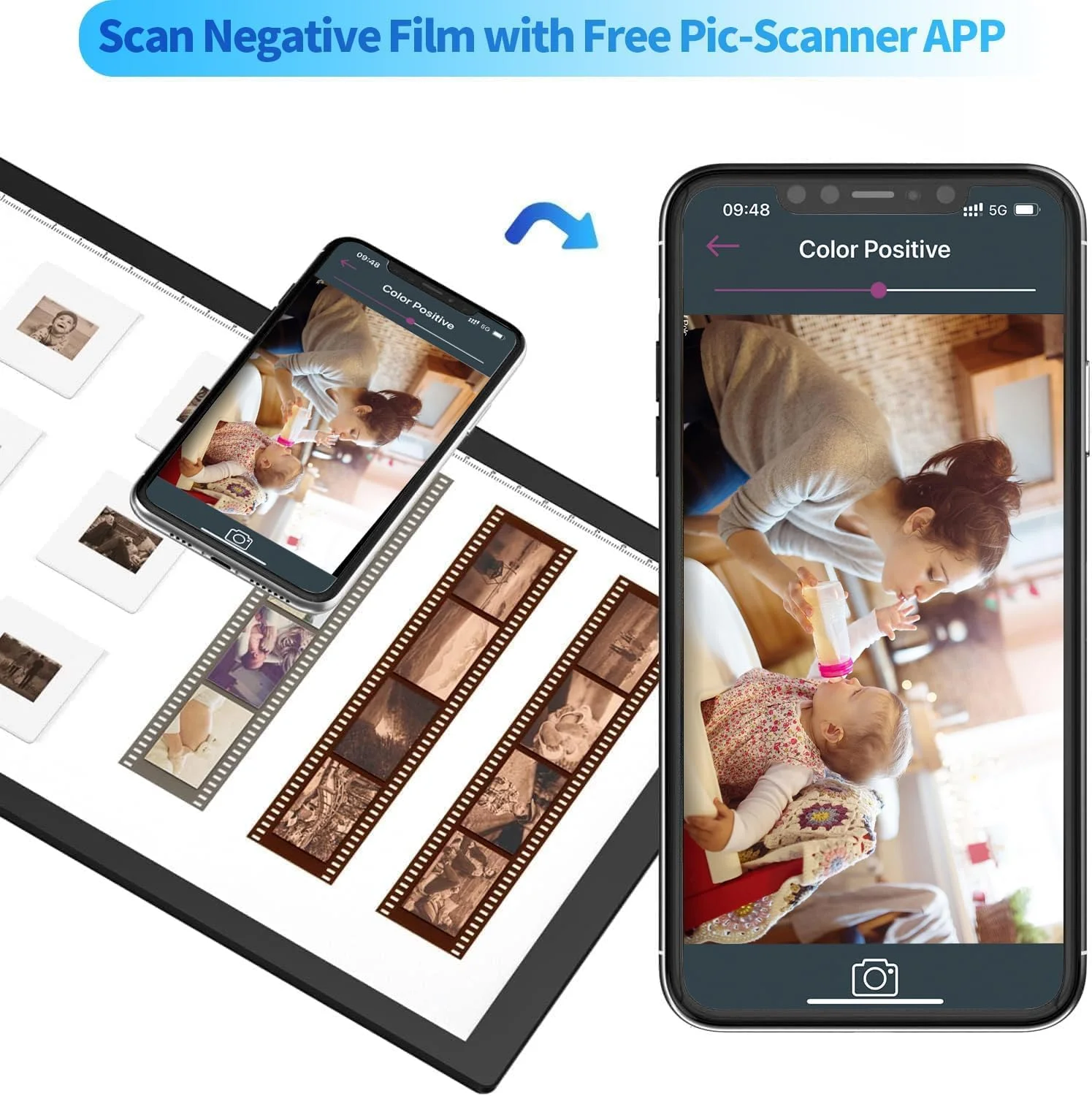 اسکنر نگاتیو اسلاید/فیلم و جعبه نور طراحی هنرمند، نور نرم قابل تنظیم 3 سطح | اتصال و پخش USB | اسکنر همه کاره برای فیلم/اسلاید/طراحی/اسناد فوق نازک