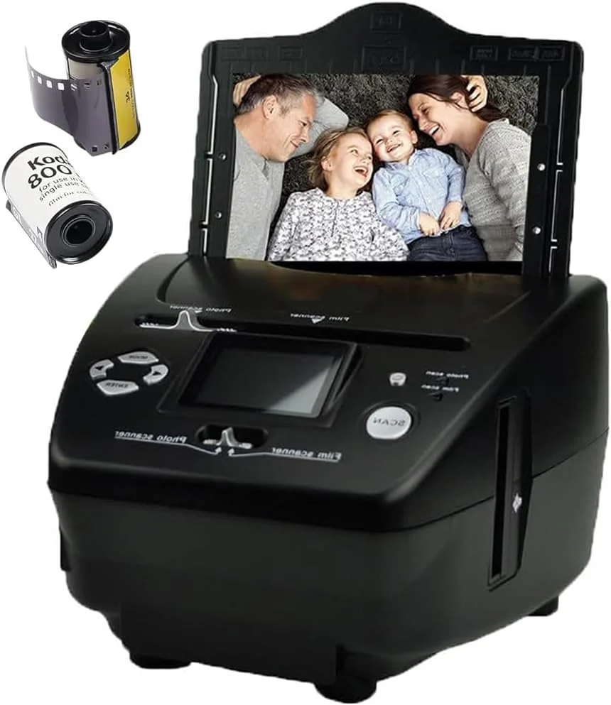 اسکنر اسلاید فیلم دیجیتال، اسکنر نگاتیو 8.1 مگاپیکسلی با رزولوشن بالا با صفحه نمایش LCD 2.4 اینچی، حافظه داخلی 128 مگابایتی، برای عکس های 3*5/4*6/5*7، اسلایدها و نگاتیوهای 135 میلی متری/35 میلی متری