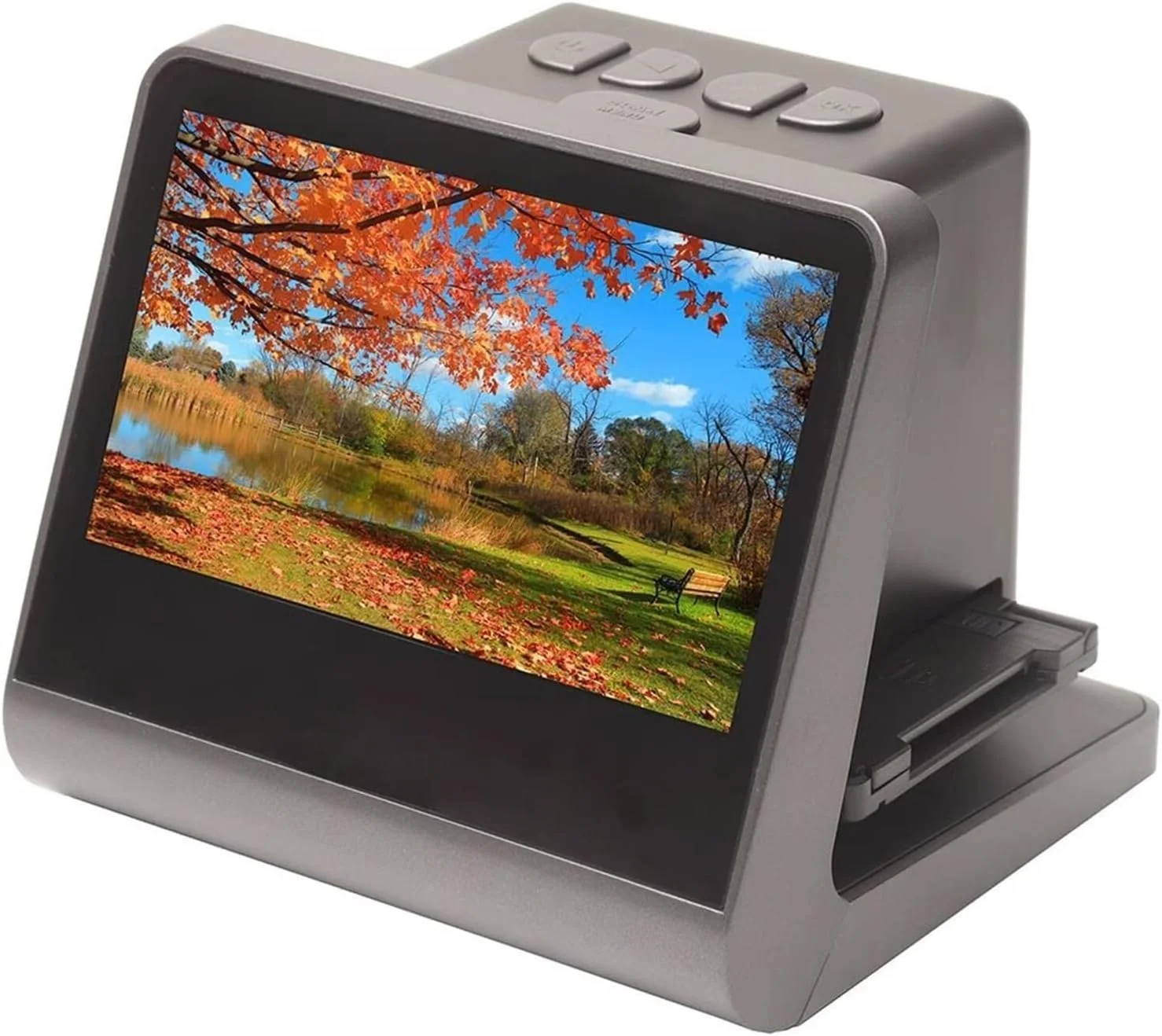 اسکنر فیلم دیجیتال، اسکنر اسلاید با صفحه نمایش بزرگ 5 اینچی LCD، نگاتیوهای سیاه و سفید قابل تبدیل و اسلایدهای 35 میلی متری، عکس JPEG با وضوح بالا 22 مگاپیکسل