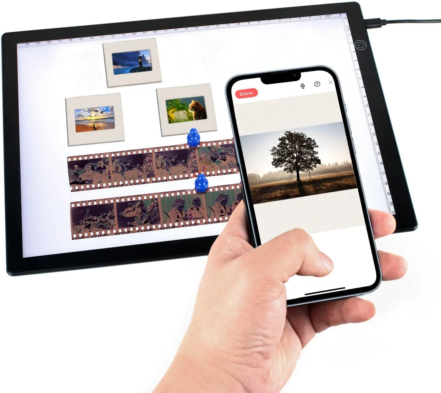 جعبه نور اسلاید DGODRT برای اسکن فیلم نگاتیو اسلاید قدیمی، اسکنر جعبه نور فوق العاده نازک A4 با 3 روشنایی قابل تنظیم، تغذیه از طریق USB