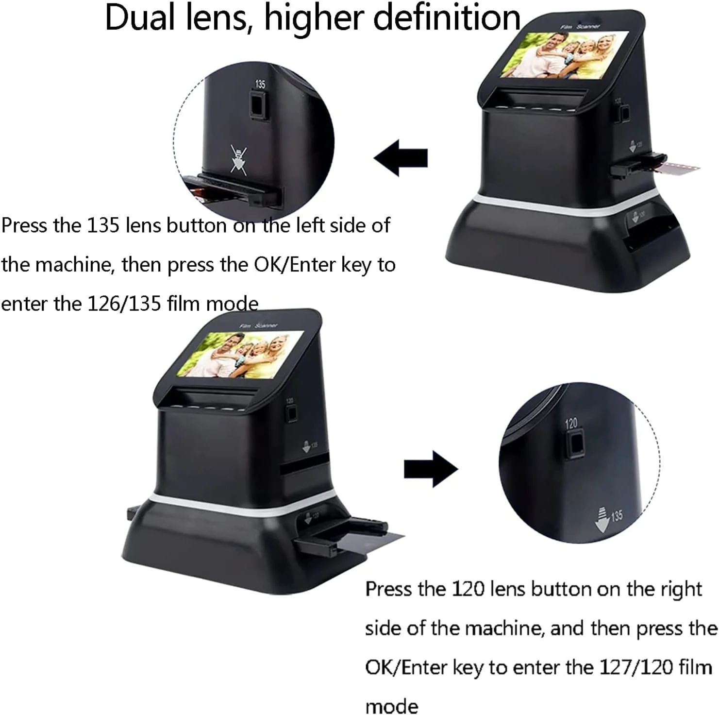 اسکنر اسلاید فیلم، لنز دوگانه، وضوح بالاتر، اسکنر فیلم با وضوح بالا 120، پشتیبانی از 5 نوع فیلم 120، صفحه نمایش LCD 4.3 اینچی، اسکنر فیلم، ذخیره سازی الکترونیکی برای نگاتیو و اسلاید به دیجیتال اسکنر اسلاید فیلم، لنز دوگانه، وضوح بالاتر، اسکنر فیلم با وضوح بالا 120، پشتیبانی از 5 نوع فیلم 120، صفحه نمایش LCD 4.3 اینچی، اسکنر فیلم، ذخیره سازی الکترونیکی برای نگاتیو و اسلاید به دیجیتال