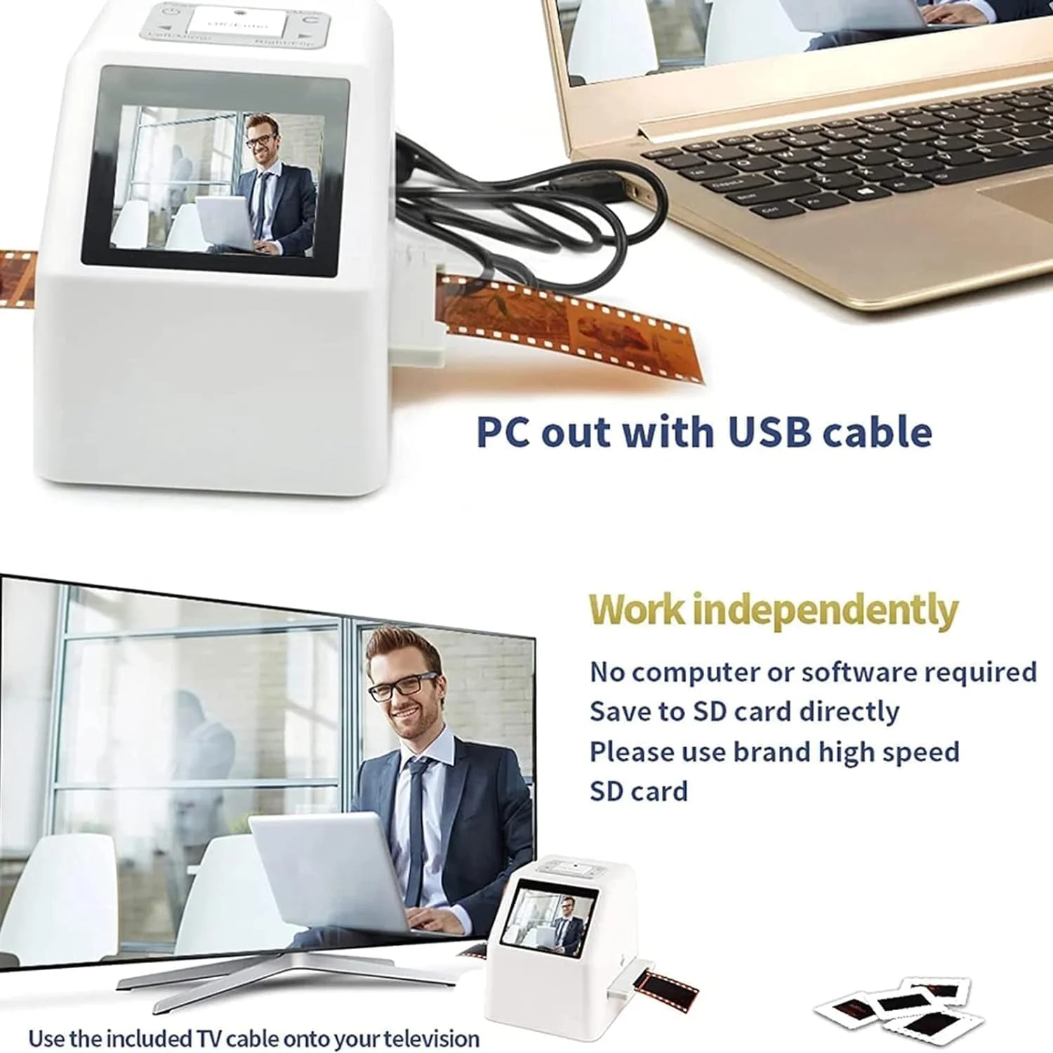 اسکنر فیلم اسلاید دیجیتال COYEUX، دستگاه همه کاره برای اسکن، مشاهده، ویرایش، تبدیل و ذخیره سازی، قابلیت تنظیم چندین زبان برای عملکرد، با صفحه نمایش 2.4 اینچی LCD اسکنر فیلم اسلاید دیجیتال COYEUX، دستگاه همه کاره برای اسکن، مشاهده، ویرایش، تبدیل و ذخیره سازی، قابلیت تنظیم چندین زبان برای عملکرد، با صفحه نمایش 2.4 اینچی LCD