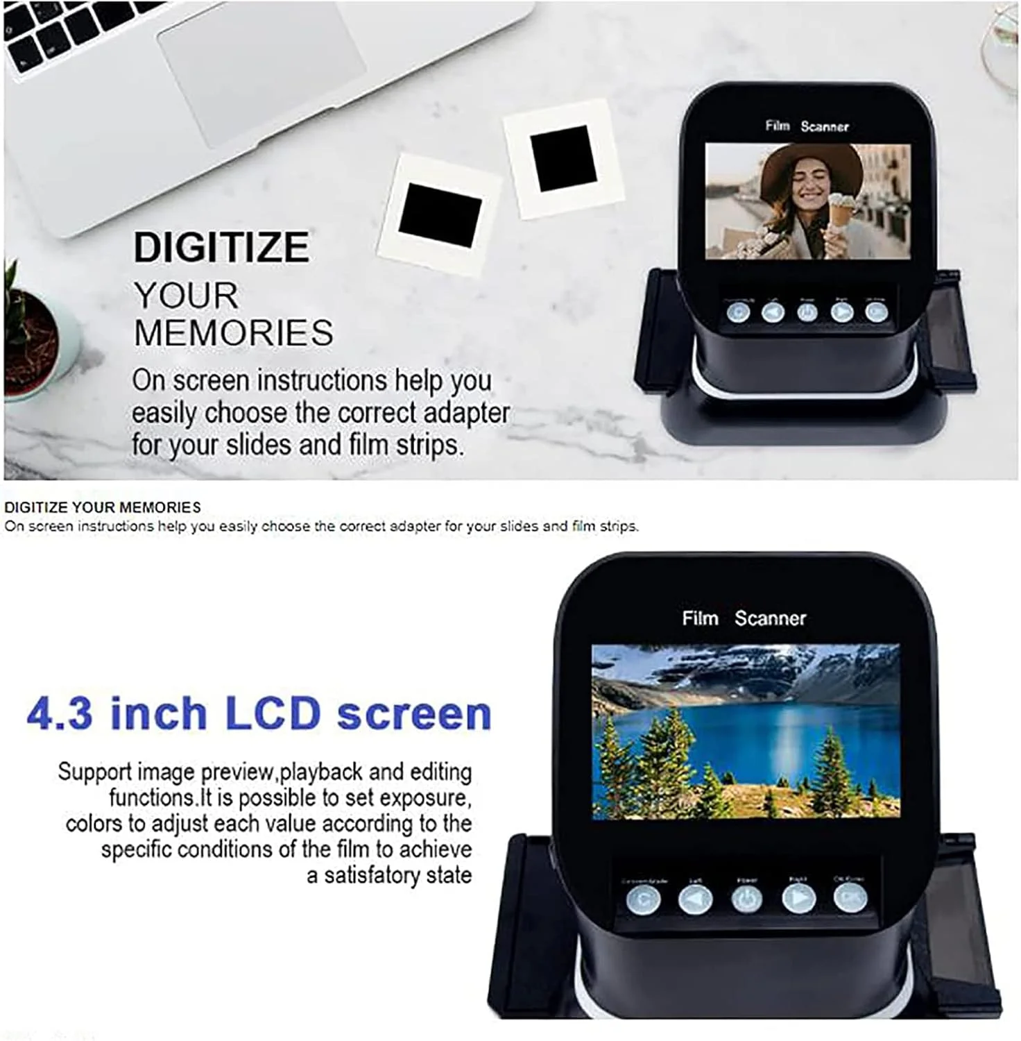 اسکنر فیلم و اسلاید، اسکنر فیلم و اسلاید با صفحه نمایش 4.3 اینچی LCD، همه در یک 22 مگاپیکسلی، اسکنر فیلم با رزولوشن بالا 120، صفحه نمایش LCD 1080P، مبدل فیلم دیجیتال اسکنر فیلم و اسلاید، اسکنر فیلم و اسلاید با صفحه نمایش 4.3 اینچی LCD، همه در یک 22 مگاپیکسلی، اسکنر فیلم با رزولوشن بالا 120، صفحه نمایش LCD 1080P، مبدل فیلم دیجیتال