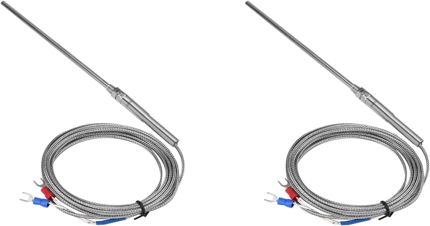دو عدد ترموکوپل نوع K با طول 300 سانتی متر، پروب PT100 سنسور پروب دما 150 میلی متری برای اندازه گیری دما