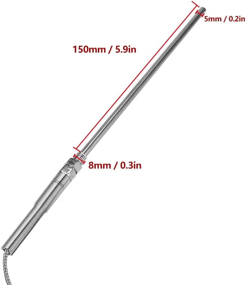 دو عدد ترموکوپل نوع K با طول 300 سانتی متر، پروب PT100 سنسور پروب دما 150 میلی متری برای اندازه گیری دما دو عدد ترموکوپل نوع K با طول 300 سانتی متر، پروب PT100 سنسور پروب دما 150 میلی متری برای اندازه گیری دما