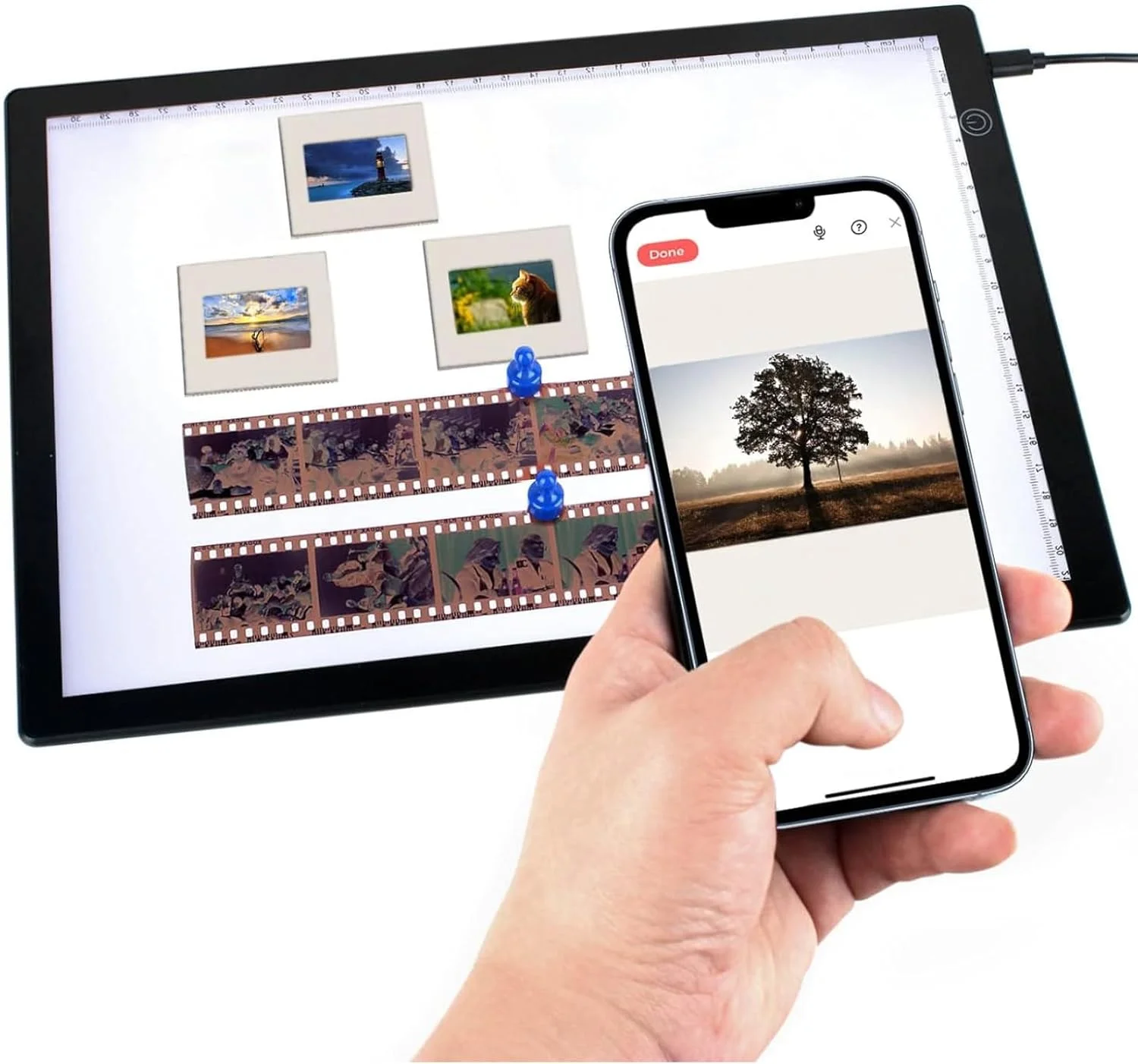 نمایشگر اسلاید فوق العاده باریک A4، اکریلیک مشکی با 3 سطح روشنایی و تغذیه USB C، پشتیبانی از ویرایش APP برای اسکن و اشتراک گذاری آسان اسلایدها و فیلم های نگاتیو