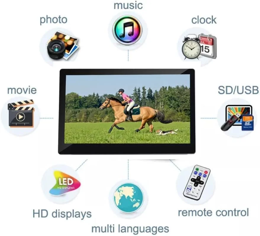 قاب عکس دیجیتال 12 اینچی HDMI Hi-Def Miracle Digital با روکش آینه ای ممتاز، USB، کارت SD، Mini USB، نمایش اسلاید عکس از راه دور، ویدئو با حافظه داخلی 8 گیگابایتی، 2 گیگابایت رم و 2 بلندگوی استریو داخلی قاب عکس دیجیتال 12 اینچی HDMI Hi-Def Miracle Digital با روکش آینه ای ممتاز، USB، کارت SD، Mini USB، نمایش اسلاید عکس از راه دور، ویدئو با حافظه داخلی 8 گیگابایتی، 2 گیگابایت رم و 2 بلندگوی استریو داخلی