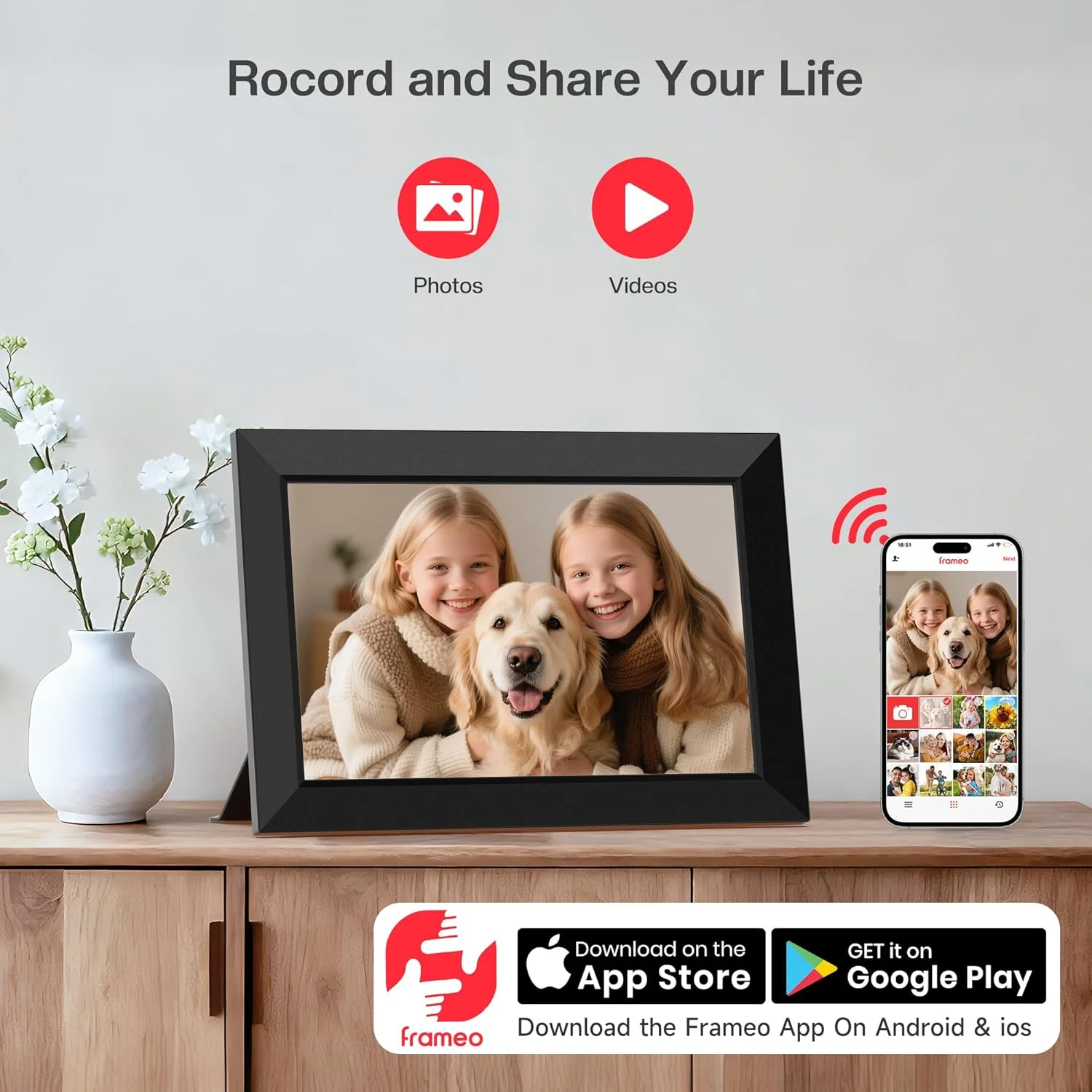 قاب عکس دیجیتال وای فای 10.1 اینچی MaxAngel Frameo، قاب عکس الکترونیکی ابری هوشمند با صفحه لمسی HD IPS، نمایش اسلاید حافظه 32 گیگابایتی، چرخش قاب عکس دیجیتال وای فای 10.1 اینچی MaxAngel Frameo، قاب عکس الکترونیکی ابری هوشمند با صفحه لمسی HD IPS، نمایش اسلاید حافظه 32 گیگابایتی، چرخش