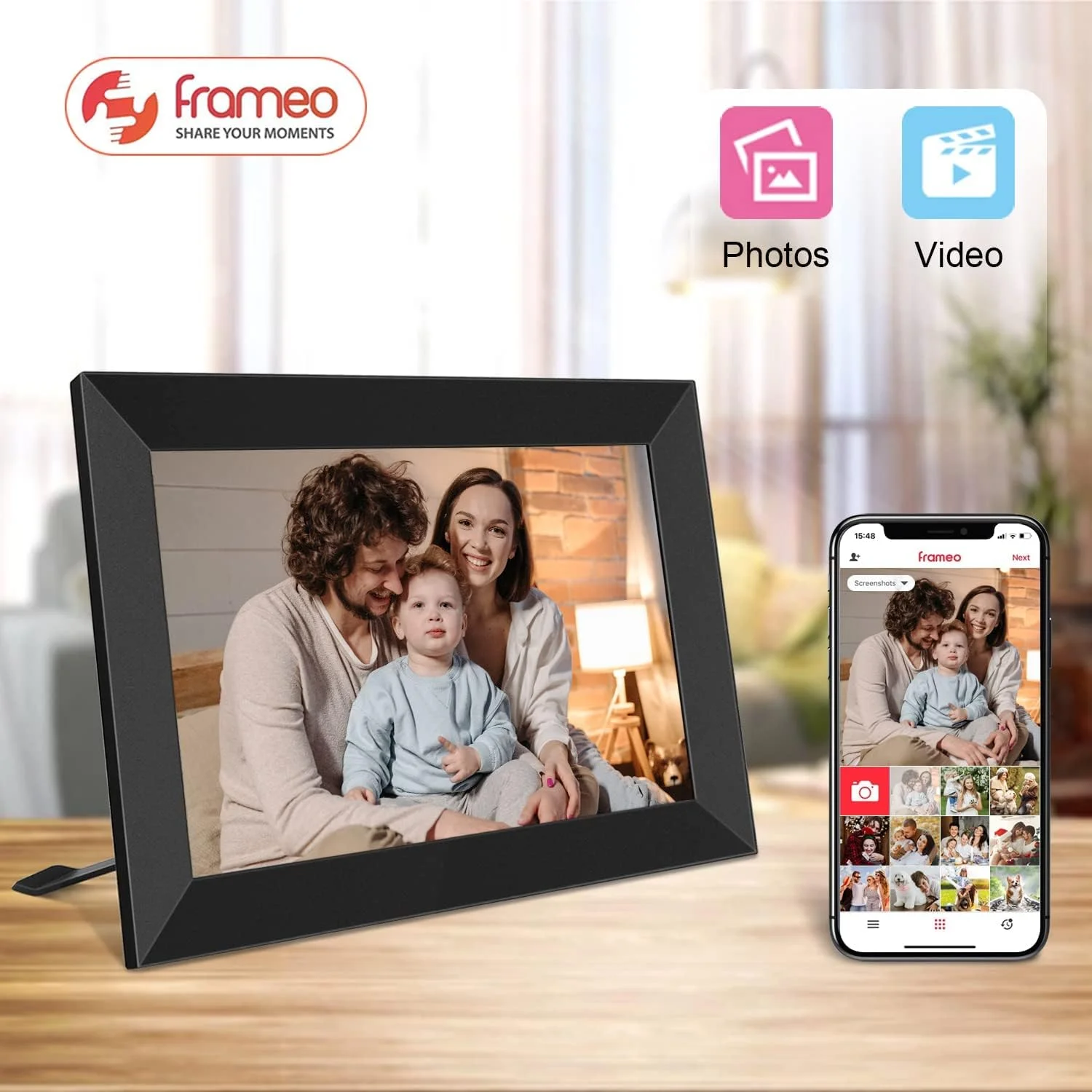 قاب عکس دیجیتال هوشمند وای فای MAKINGTEC FRAMEO با صفحه نمایش لمسی 10.1 اینچی IPS LCD با رزولوشن 1280x800، چرخش خودکار عمودی و افقی، حافظه داخلی 16 گیگابایتی، اشتراک گذاری فوری لحظات از طریق برنامه Frameo از هر کجا قاب عکس دیجیتال هوشمند وای فای MAKINGTEC FRAMEO با صفحه نمایش لمسی 10.1 اینچی IPS LCD با رزولوشن 1280x800، چرخش خودکار عمودی و افقی، حافظه داخلی 16 گیگابایتی، اشتراک گذاری فوری لحظات از طریق برنامه Frameo از هر کجا