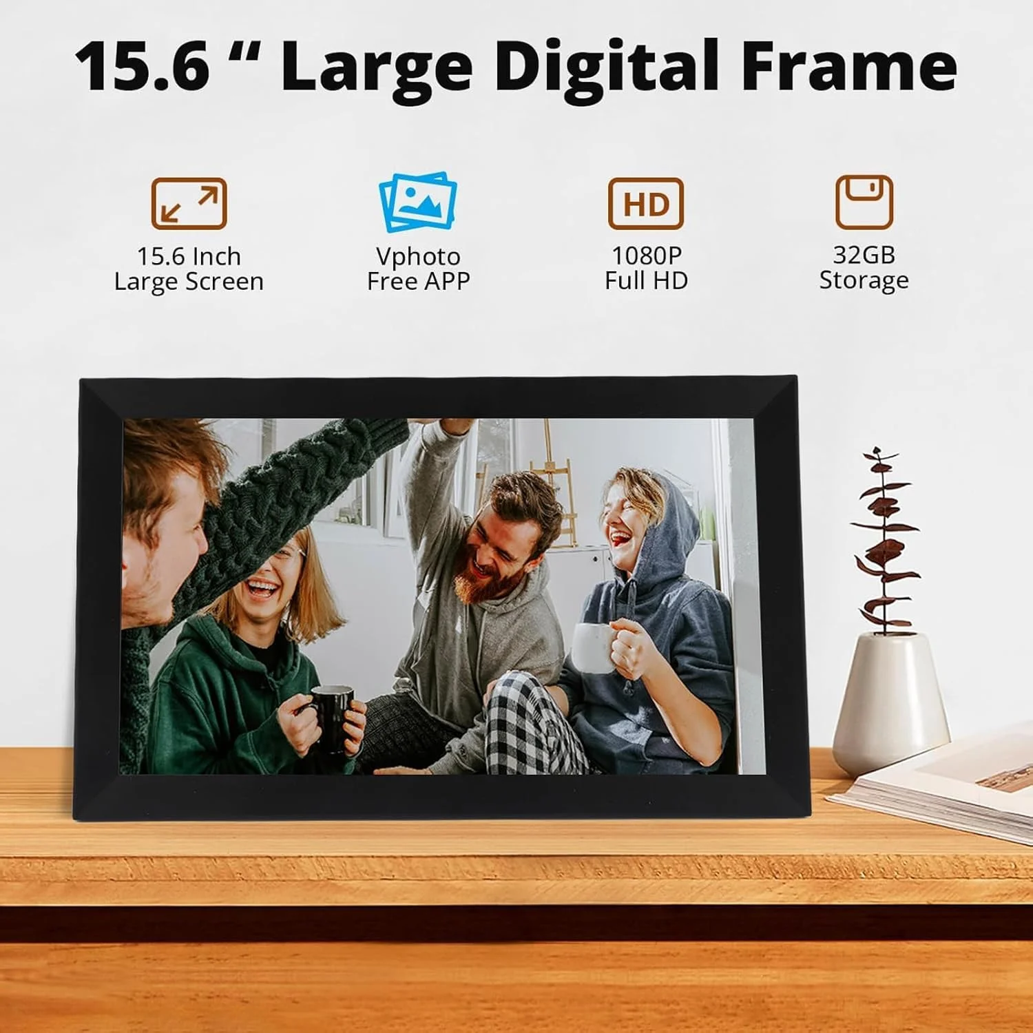 قاب عکس دیجیتال وای فای 15.6 اینچی، 32 گیگابایت، صفحه لمسی چرخش خودکار FHD 1920 * 1080، قابل نصب روی میز و دیوار، اشتراک گذاری هوشمند عکس و فیلم (دوشاخه UK) قاب عکس دیجیتال وای فای 15.6 اینچی، 32 گیگابایت، صفحه لمسی چرخش خودکار FHD 1920 * 1080، قابل نصب روی میز و دیوار، اشتراک گذاری هوشمند عکس و فیلم (دوشاخه UK)