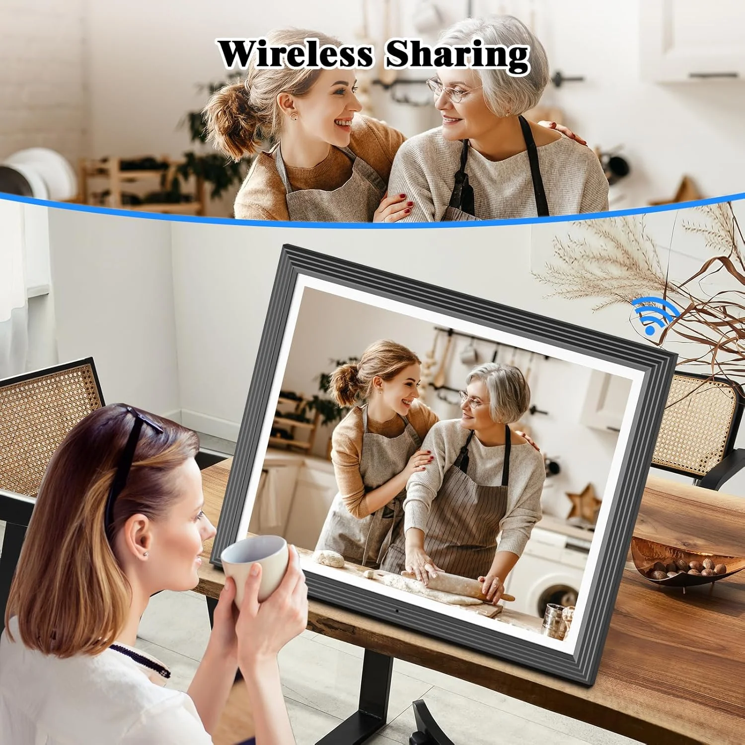 قاب عکس دیجیتال بزرگ 15 اینچی - 32 گیگابایت، صفحه نمایش لمسی FHD با رزولوشن 1920*1080، نمایش اسلاید، چرخش خودکار، بارگذاری عکس و ویدیو از تلفن از طریق برنامه ایمیل، فضای ذخیره سازی ابری نامحدود، هدیه برای مادر قاب عکس دیجیتال بزرگ 15 اینچی - 32 گیگابایت، صفحه نمایش لمسی FHD با رزولوشن 1920*1080، نمایش اسلاید، چرخش خودکار، بارگذاری عکس و ویدیو از تلفن از طریق برنامه ایمیل، فضای ذخیره سازی ابری نامحدود، هدیه برای مادر