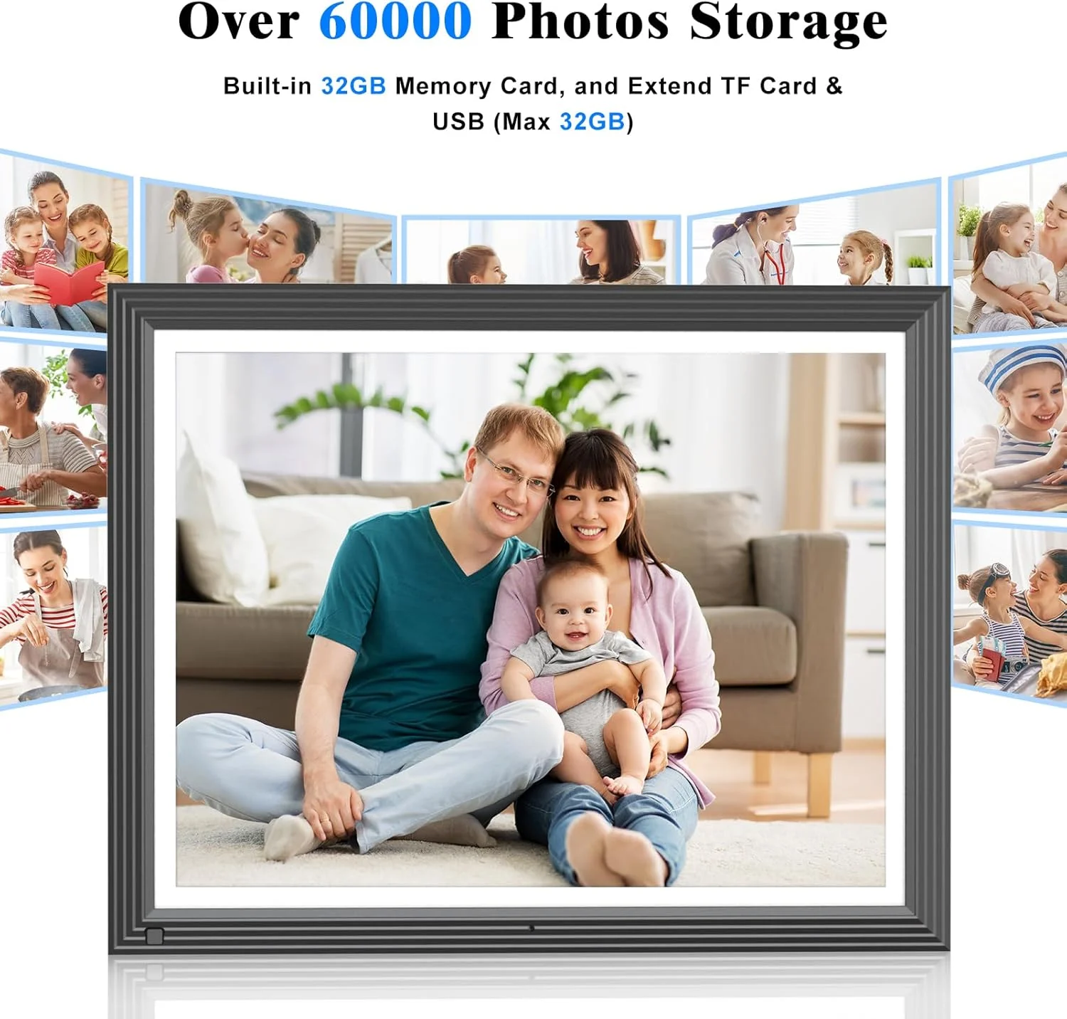 قاب عکس دیجیتال بزرگ 15 اینچی - 32 گیگابایت، صفحه نمایش لمسی FHD با رزولوشن 1920*1080، نمایش اسلاید، چرخش خودکار، بارگذاری عکس و ویدیو از تلفن از طریق برنامه ایمیل، فضای ذخیره سازی ابری نامحدود، هدیه برای مادر قاب عکس دیجیتال بزرگ 15 اینچی - 32 گیگابایت، صفحه نمایش لمسی FHD با رزولوشن 1920*1080، نمایش اسلاید، چرخش خودکار، بارگذاری عکس و ویدیو از تلفن از طریق برنامه ایمیل، فضای ذخیره سازی ابری نامحدود، هدیه برای مادر