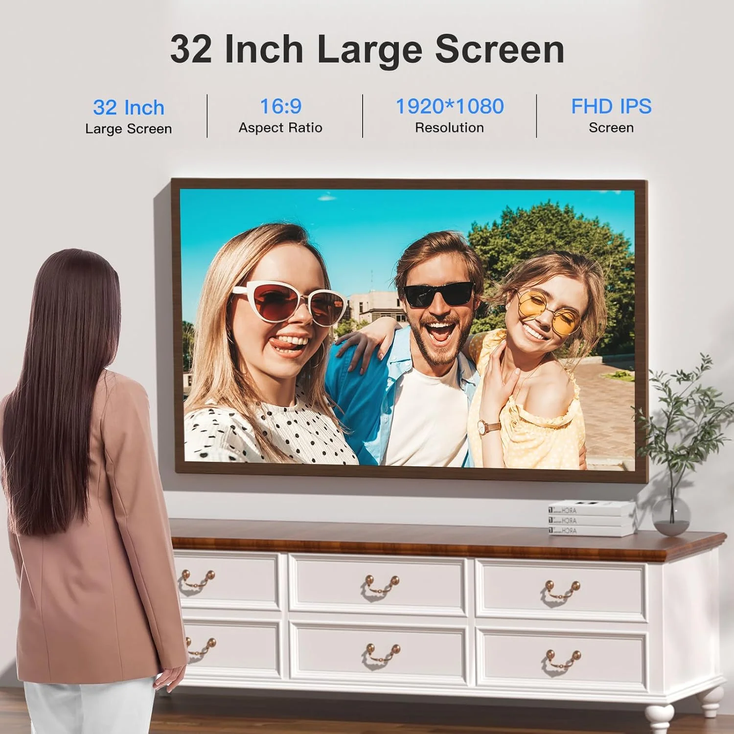 قاب عکس دیجیتال بزرگ 32 اینچی وای فای - قاب دیجیتال FHD IPS، کنترل از راه دور، چرخش خودکار، بارگذاری عکس و فیلم از تلفن از طریق برنامه ایمیل، فضای ذخیره سازی ابری رایگان، طرح چوب تیره، هدیه برای مادر قاب عکس دیجیتال بزرگ 32 اینچی وای فای - قاب دیجیتال FHD IPS، کنترل از راه دور، چرخش خودکار، بارگذاری عکس و فیلم از تلفن از طریق برنامه ایمیل، فضای ذخیره سازی ابری رایگان، طرح چوب تیره، هدیه برای مادر
