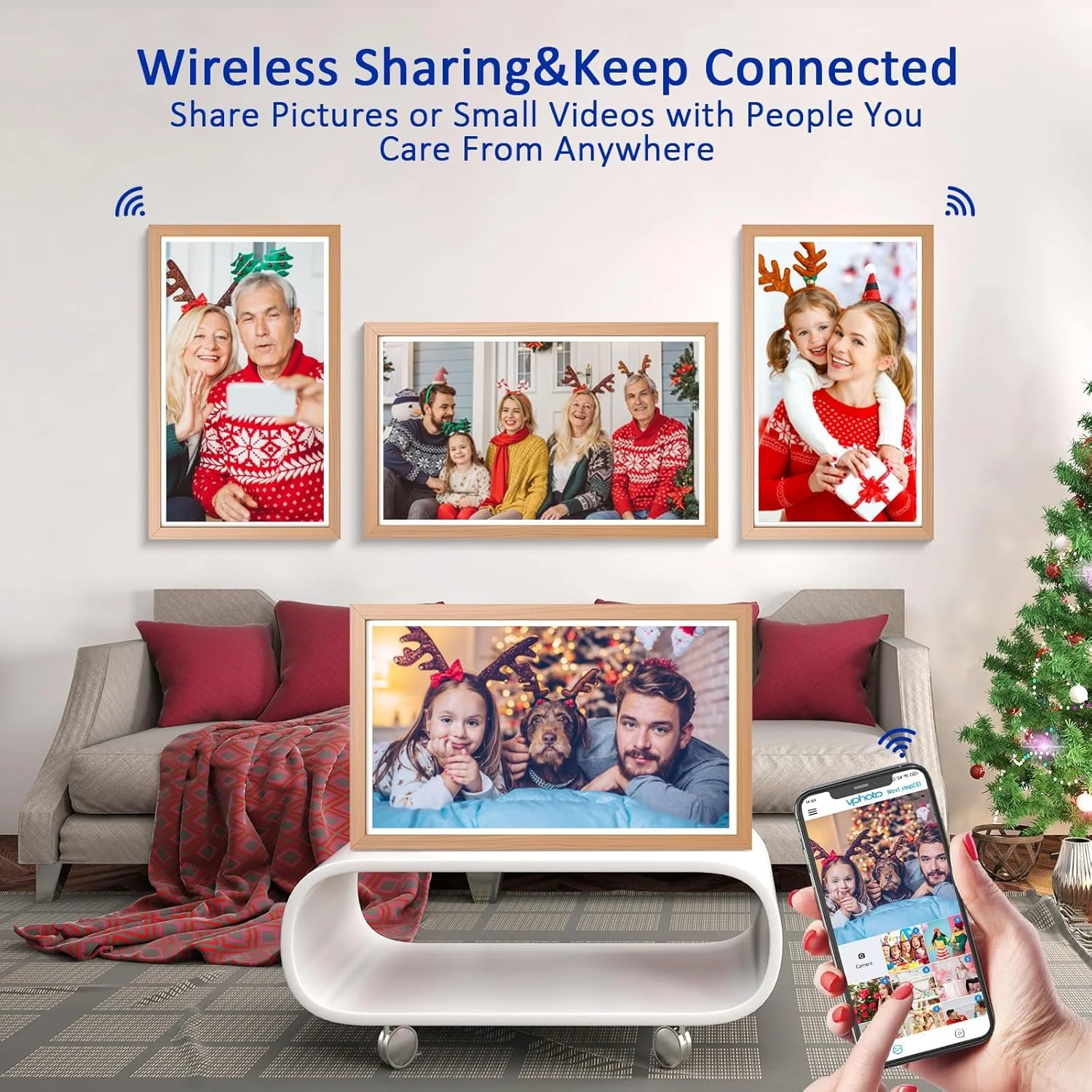 قاب عکس دیجیتال بزرگ هوشمند - صفحه نمایش 21.5 اینچی IPS با کیفیت 1920x1080، همگام سازی صفحه نمایش تلفن، انعکاس صفحه نمایش تلفن شما در قاب برنامه، ارسال عکس از طریق برنامه، هدیه برای خانواده (طرح چوب) قاب عکس دیجیتال بزرگ هوشمند - صفحه نمایش 21.5 اینچی IPS با کیفیت 1920x1080، همگام سازی صفحه نمایش تلفن، انعکاس صفحه نمایش تلفن شما در قاب برنامه، ارسال عکس از طریق برنامه، هدیه برای خانواده (طرح چوب)