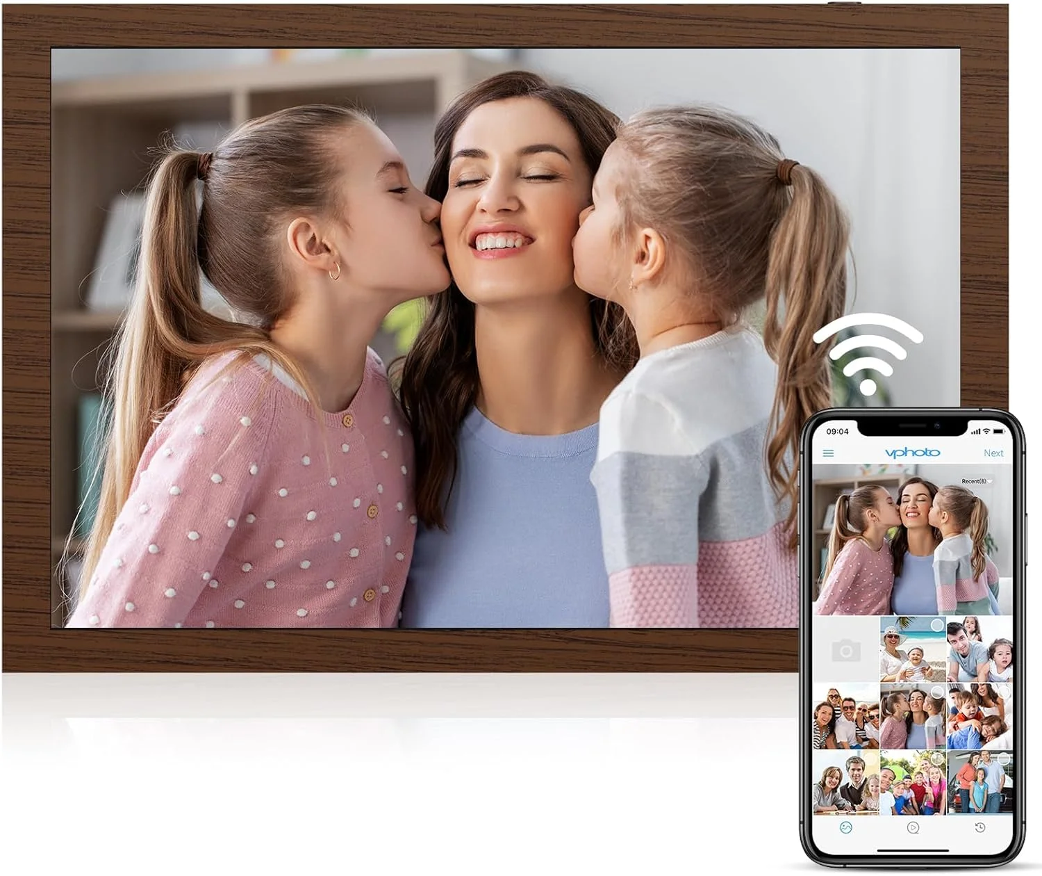 قاب عکس دیجیتال وای فای 10.1 اینچی، قاب عکس الکترونیکی هوشمند، صفحه نمایش لمسی IPS HD 1280x800، چرخش خودکار، راه اندازی آسان برای اشتراک گذاری عکس