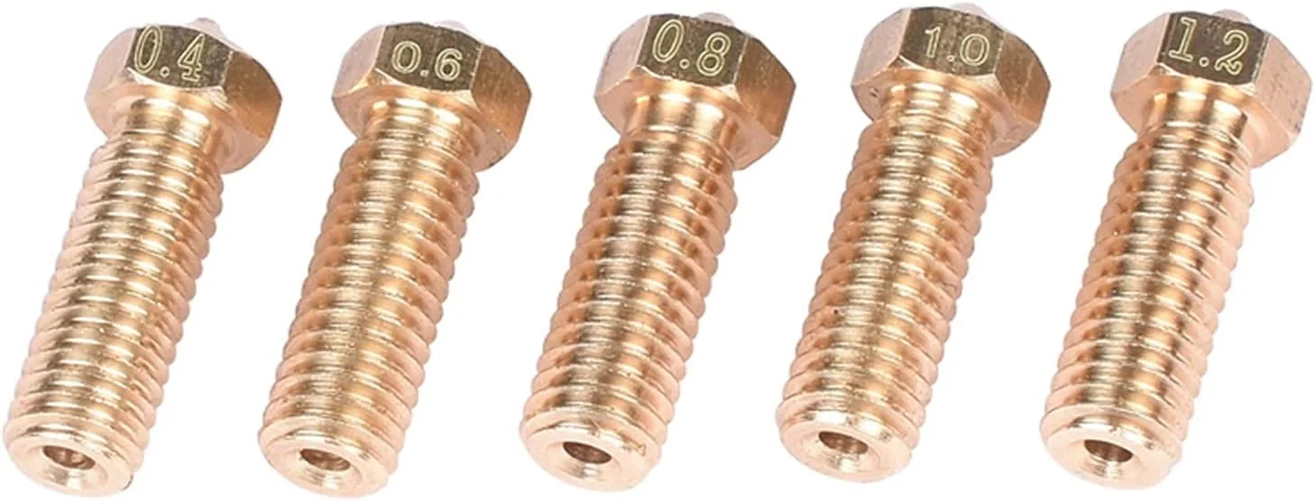 نازل اکسترودر برنجی فلزی ZGF3D مدل Volcano، مناسب پرینتر سه بعدی، طول بلند، 0.6/0.8/1.0/1.2 میلی متر، برای فیلامنت 1.75/3 میلی متر (سایز: 175 08)، 10 عددی