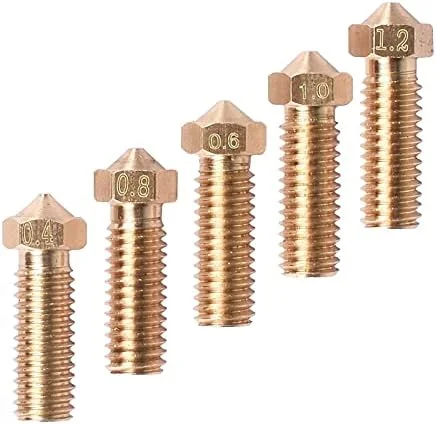 نازل اکسترودر برنجی فلزی ZGF3D مدل Volcano، مناسب پرینتر سه بعدی، طول بلند، 0.6/0.8/1.0/1.2 میلی متر، برای فیلامنت 1.75/3 میلی متر (سایز: 175 08)، 10 عددی