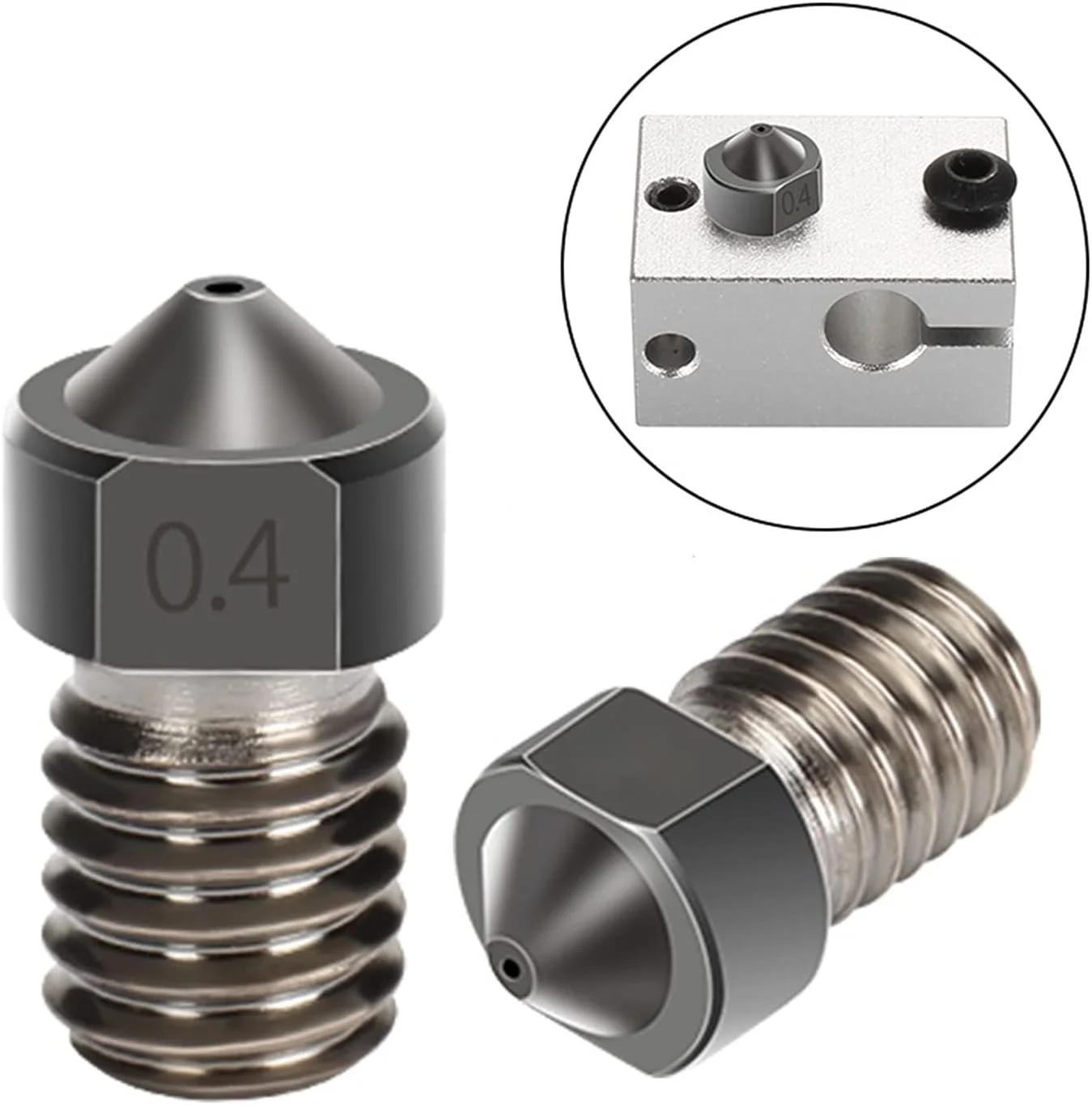 نازل فولادی سخت کاری شده ZGF3D V5 V6 با رزوه M6، قطر 0.2mm 0.3mm 0.4mm 0.5mm، قطعات پرینتر سه بعدی اکسترودر (رنگ: 20 عدد 1.0mm)