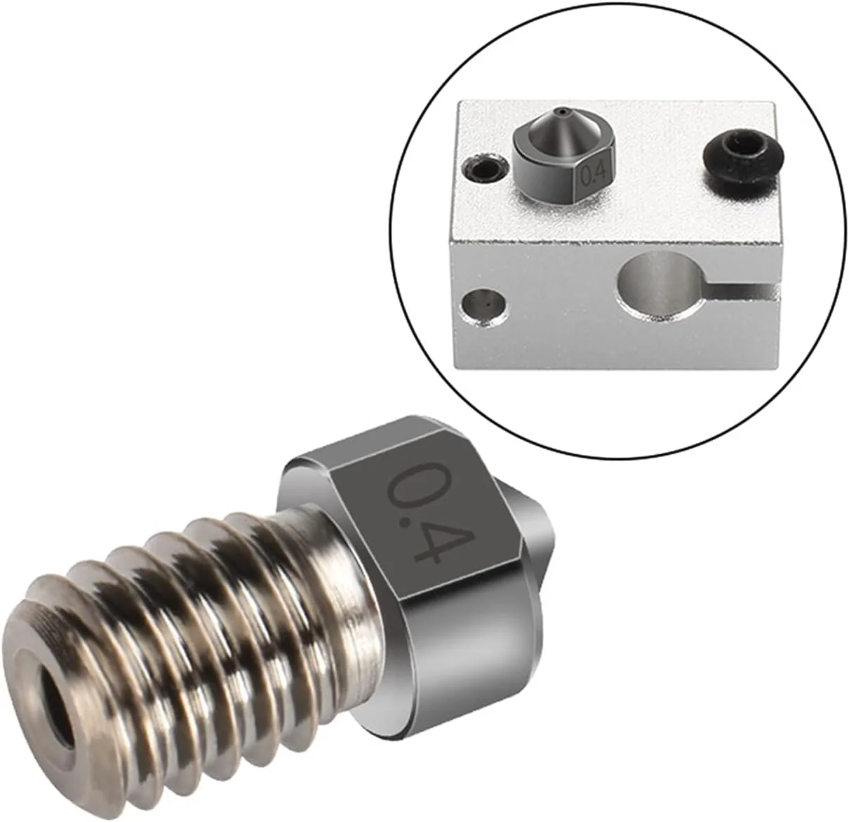 نازل فولادی سخت کاری شده ZGF3D V5 V6 با رزوه M6، قطر 0.2mm 0.3mm 0.4mm 0.5mm، قطعات پرینتر سه بعدی اکسترودر (رنگ: 20 عدد 1.0mm)