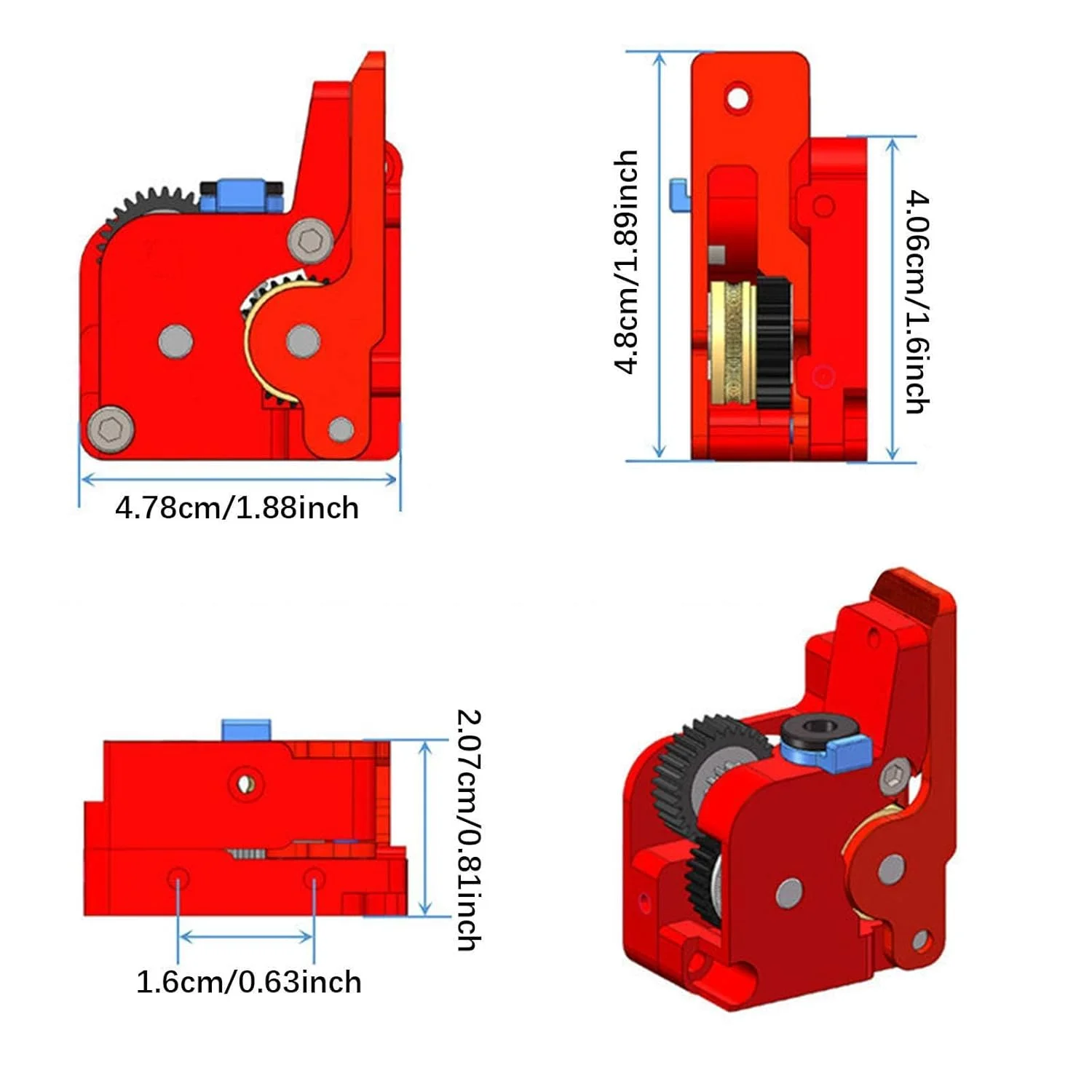 اکسترودر فیلامنت پرینتر سه بعدی، قطعه تعویضی و تعمیراتی، فیدر صنعتی مستحکم، اکسترودر دو چرخ دنده برای K1C، همراه با 1 براکت