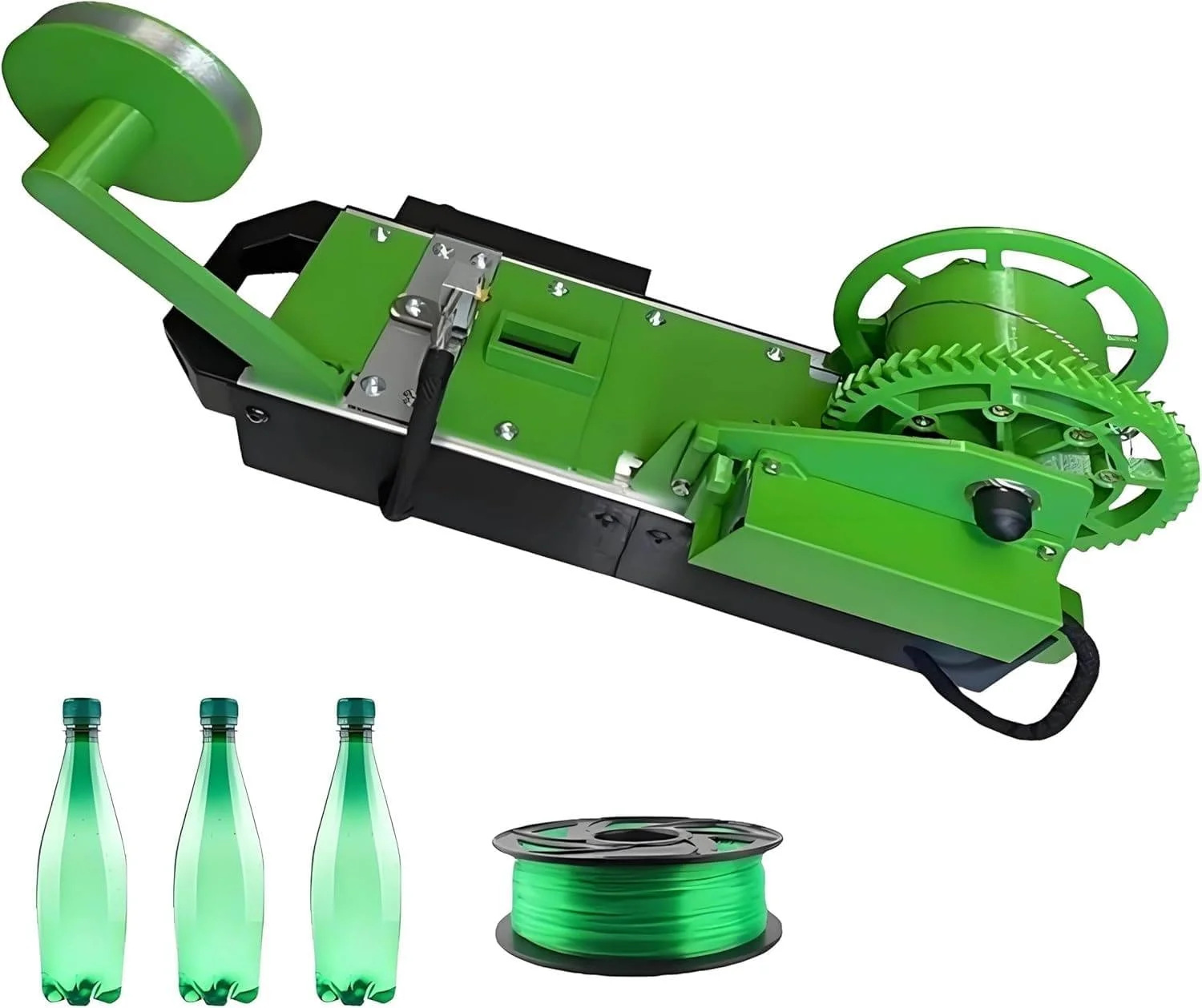 اکسترودر چاپگر سه بعدی رومیزی، اکسترودر فیلامنت رومیزی برای چاپ سه بعدی، دستگاه تبدیل بطری PET بازیافتی به فیلامنت، قطر اکستروژن 1.75 میلی متر، هیت سینک، برای ساخت فیلامنت PET PLA ABS سبز