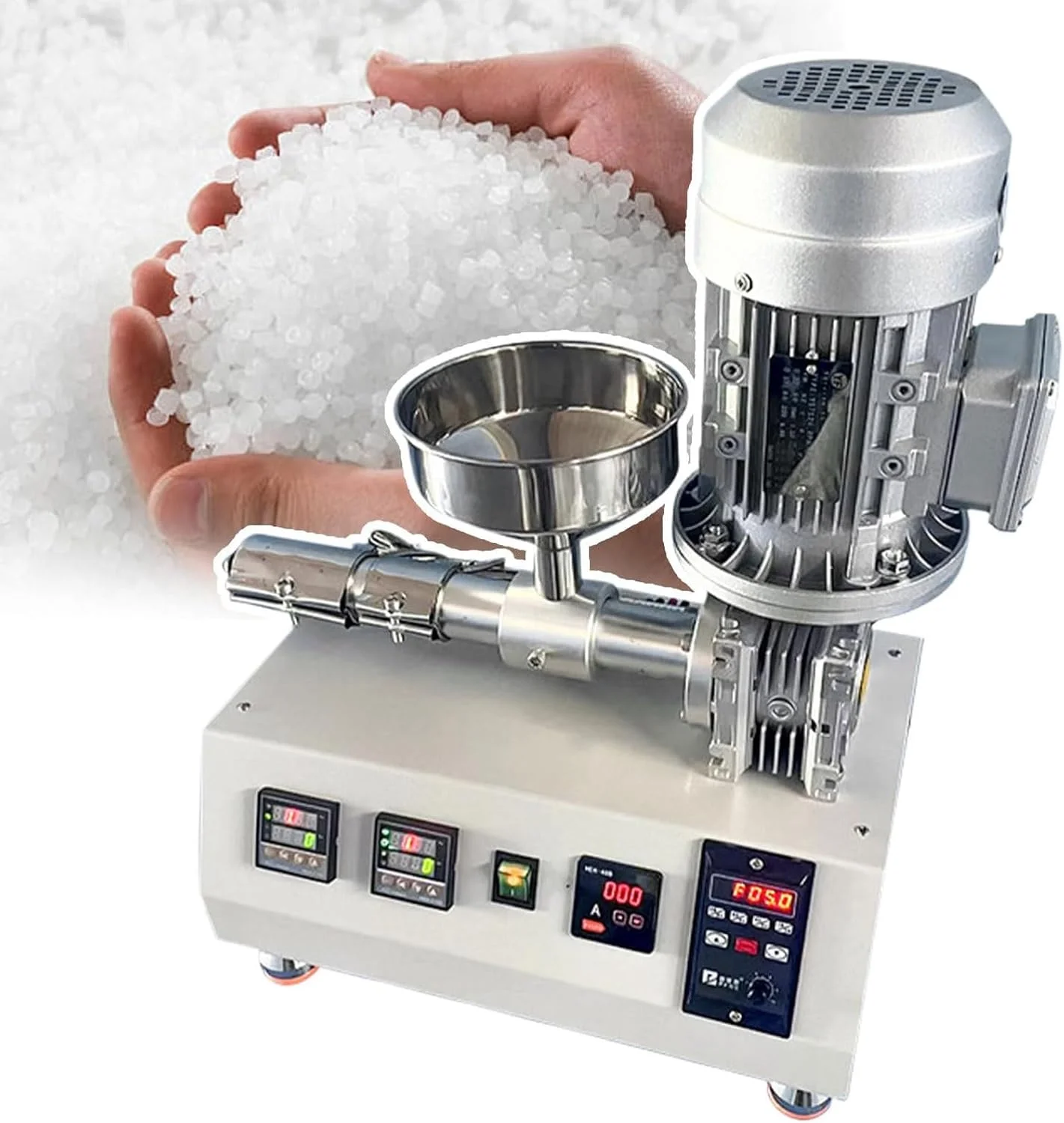 اکسترودر چاپگر سه بعدی، دستگاه تولید کننده فیلامنت اکسترودر پلت رومیزی 1000 واتی با کنترل PID 0-350 درجه سانتیگراد و اندازه پورت تخلیه اختیاری، خروجی 500-1000 گرم در ساعت، برای ABS/TPU/PET