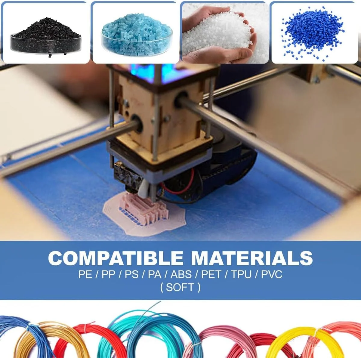 اکسترودر چاپگر سه بعدی، دستگاه تولید کننده فیلامنت اکسترودر پلت رومیزی 1000 واتی با کنترل PID 0-350 درجه سانتیگراد و اندازه پورت تخلیه اختیاری، خروجی 500-1000 گرم در ساعت، برای ABS/TPU/PET اکسترودر چاپگر سه بعدی، دستگاه تولید کننده فیلامنت اکسترودر پلت رومیزی 1000 واتی با کنترل PID 0-350 درجه سانتیگراد و اندازه پورت تخلیه اختیاری، خروجی 500-1000 گرم در ساعت، برای ABS/TPU/PET