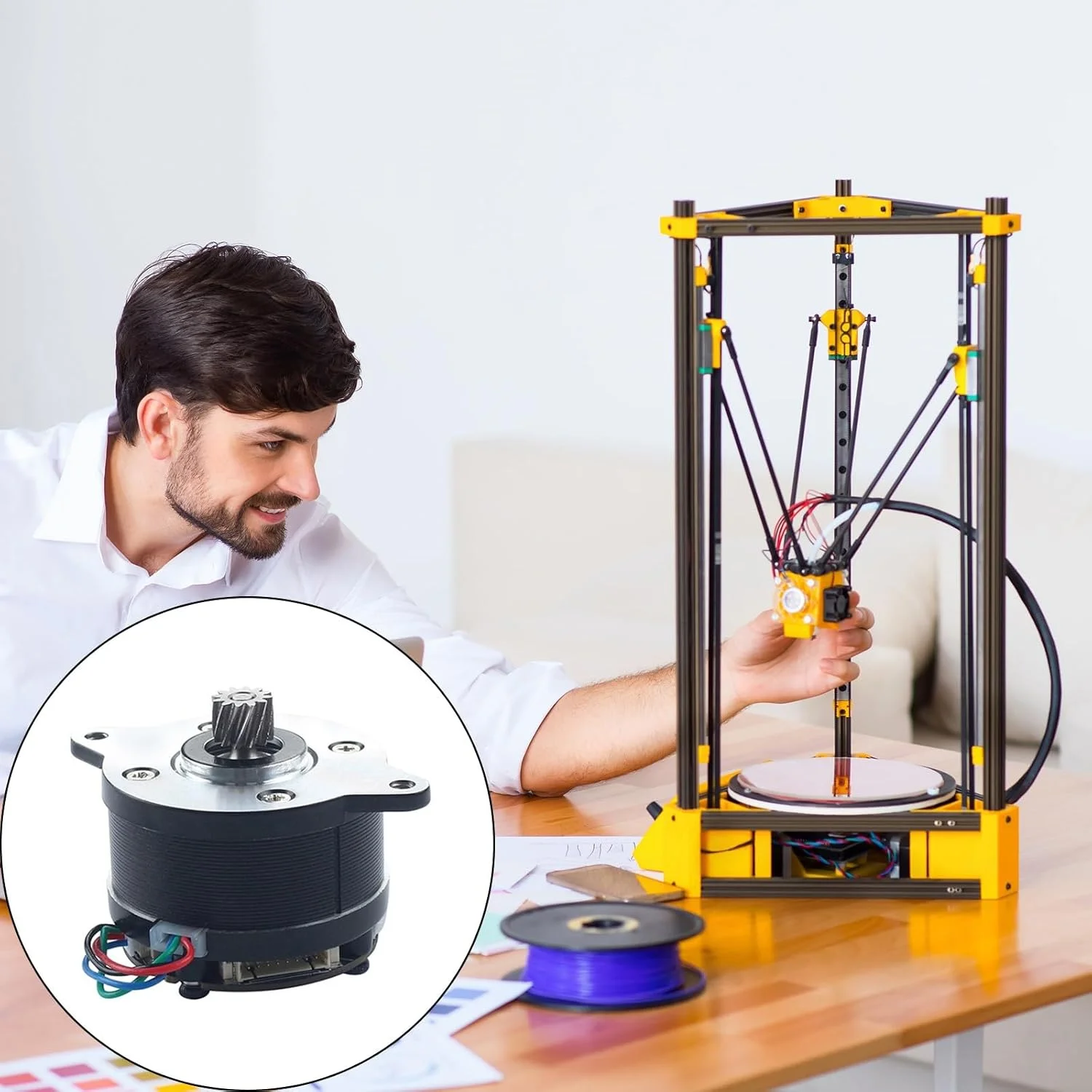 موتور اکسترودر دایره ای با چرخ دنده 12 دندانه موتور پله ای برای قطعات جایگزین اکسترودر چاپگر