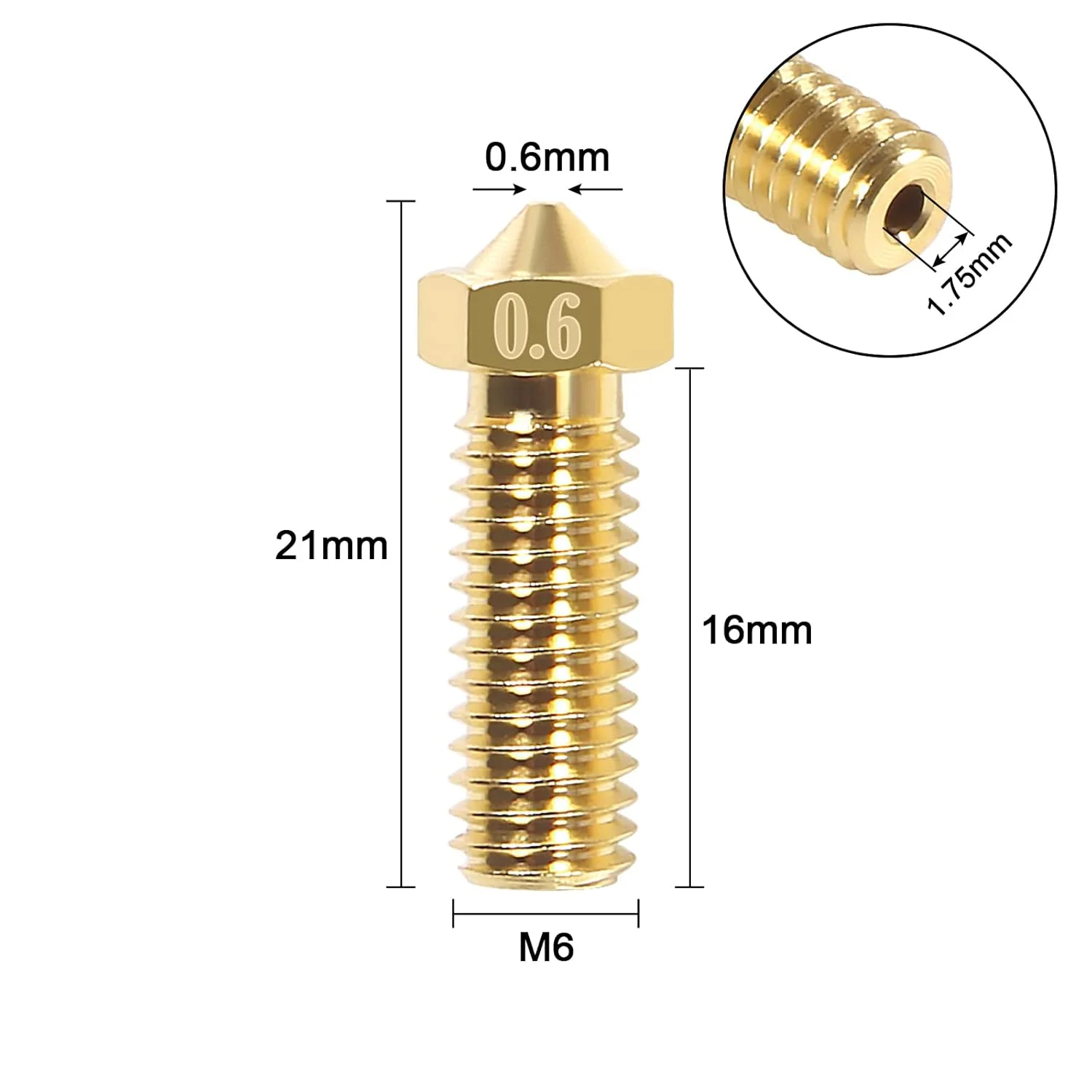 نازل های برنجی آتشفشانی V6، 15 عددی، نازل های اکسترودر 0.6 میلی متری، نازل های برنجی آتشفشانی پرینتر سه بعدی رزوه M6 برای فیلامنت 1.75 میلی متری پرینتر سه بعدی V5 V6 0.6 میلی متری نازل های برنجی آتشفشانی V6، 15 عددی، نازل های اکسترودر 0.6 میلی متری، نازل های برنجی آتشفشانی پرینتر سه بعدی رزوه M6 برای فیلامنت 1.75 میلی متری پرینتر سه بعدی V5 V6 0.6 میلی متری