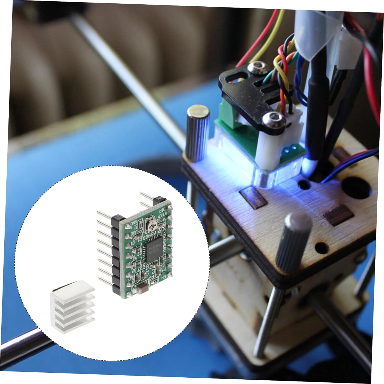 ماژول درایور موتور پله ای A4988 با هیت سینک برای پرینترهای سه بعدی، 5 عددی، سازگار با درایور موتور پله ای برای کنترل حرکت با دقت بالا