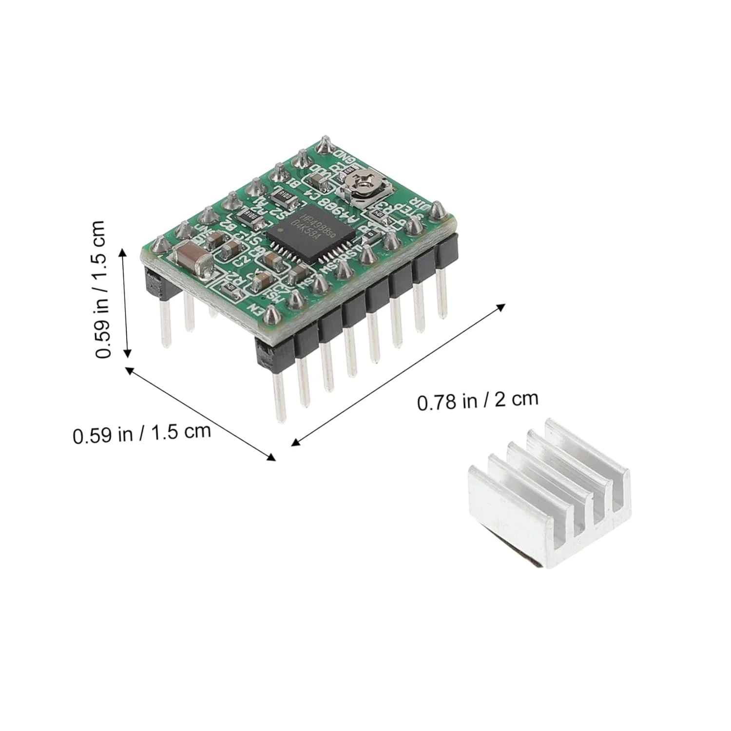 ماژول درایور موتور پله ای A4988 با هیت سینک برای پرینترهای سه بعدی، 5 عددی، سازگار با درایور موتور پله ای برای کنترل حرکت با دقت بالا