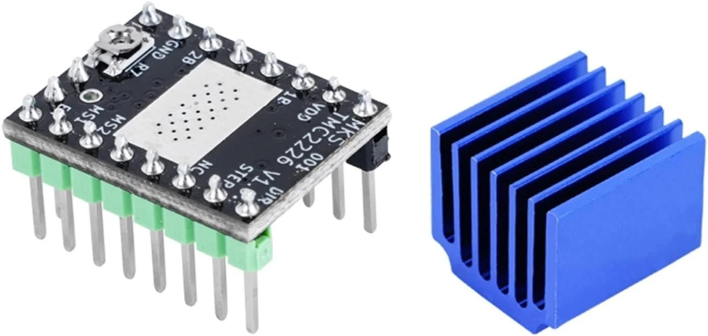درایور موتور پله ای LANGshaw TMC2226 MKS جایگزین TMC2209/2208 SKR V2.0 GEN L قطعه پرینتر سه بعدی UART فوق العاده بی صدا سازگار با Gen L Robin Nano (رنگ: درایور و هیت سینک، اندازه: 2 مجموعه)