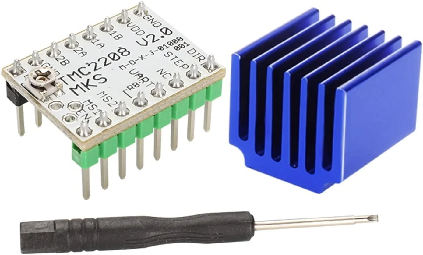 ماژول درایور موتور پله ای LANGshaw مدل TMC2208 V2.0 به همراه هیت سینک 2.0 آمپر UART فوق العاده بی صدا سازگار با مادربرد پرینتر سه بعدی (رنگ: هیت سینک درایور هدیه، سایز: 6 مجموعه)