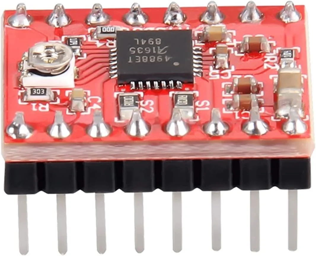 درایور موتور پله ای A4988 مدل StepStick 42 به همراه هیت سینک، سازگار با قطعات پرینتر سه بعدی Reprap، تعداد 5 ست