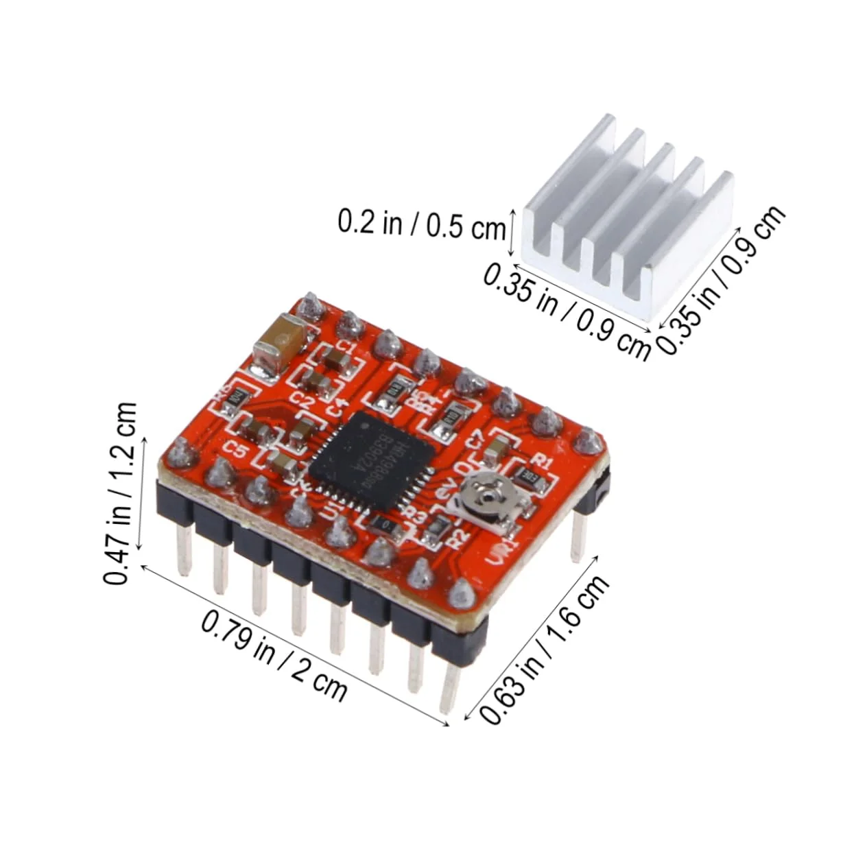 کیچوس 3 عدد هیت سینک ماژول استپر برای پرینترها، ماشین های حکاکی، کنترل برش هوشمند زمین، خروجی کنترل دمای بیش از حد، رابط گام آسان، قرمز