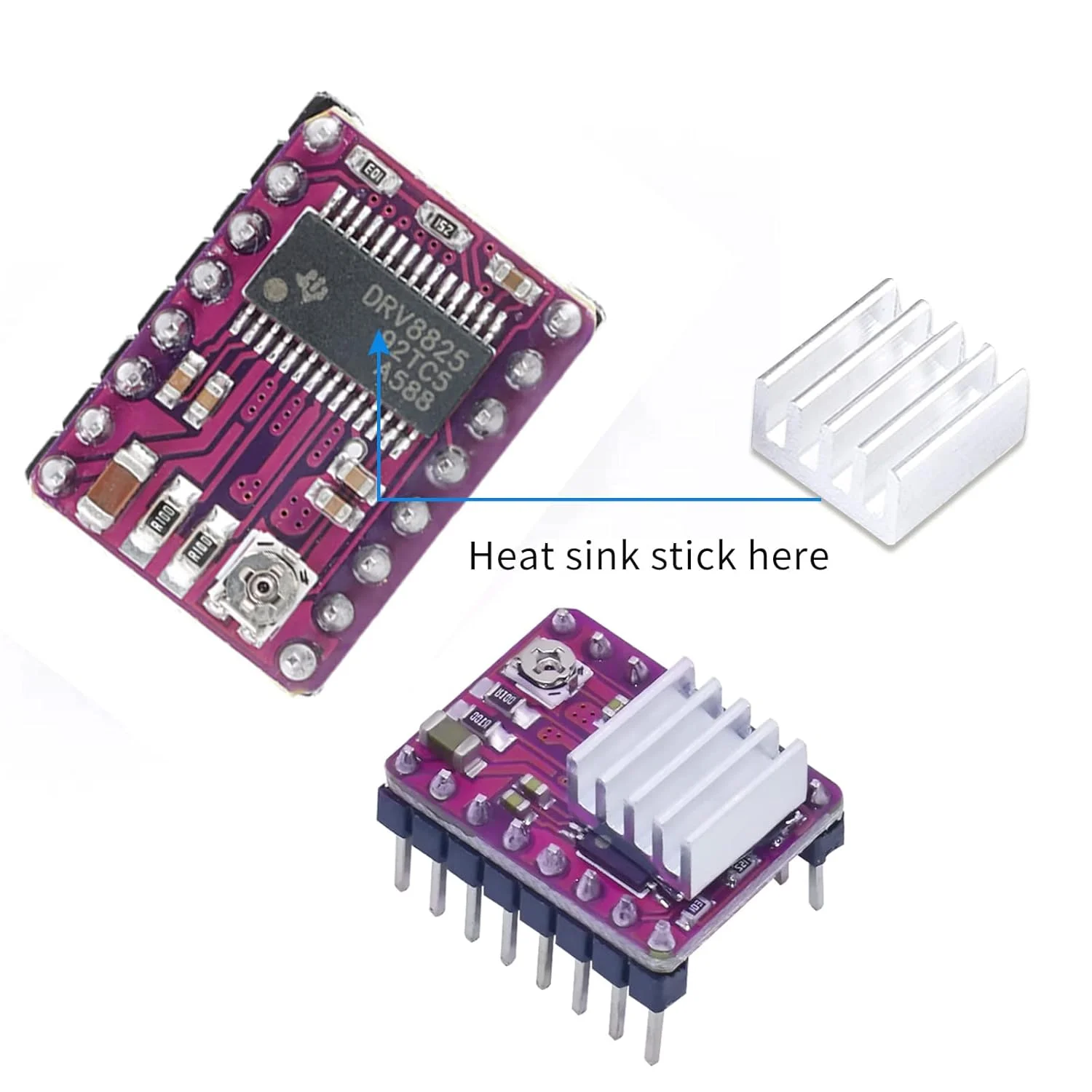 ماژول درایور موتور پله ای DRV8825 کینگ سی برای پرینتر سه بعدی RepRap 4 RAMPS1.4 StepStick، برد PCB 4 لایه با هیت سینک، 10 عدد
