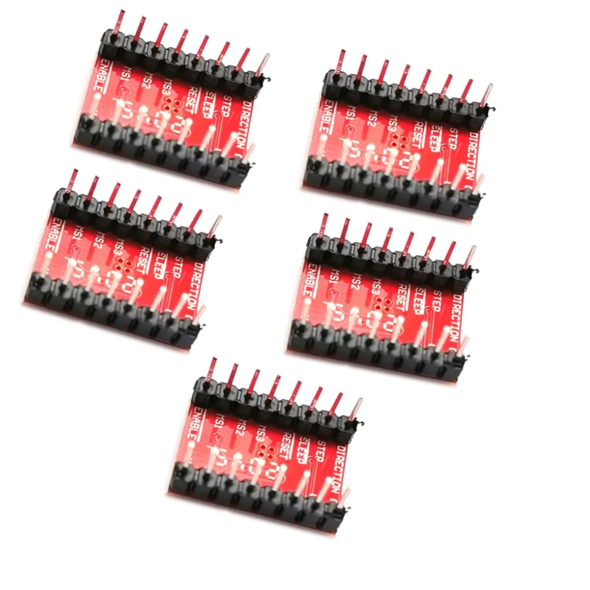 ماژول درایور موتور پله ای Kiro&Seeu A4988، 5 عددی، برد ماژول StepStick Pololu قرمز با هیت سینک آلومینیومی سازگار با رمپ 1.4 پرینتر سه بعدی Reprap، دستگاه CNC یا رباتیک