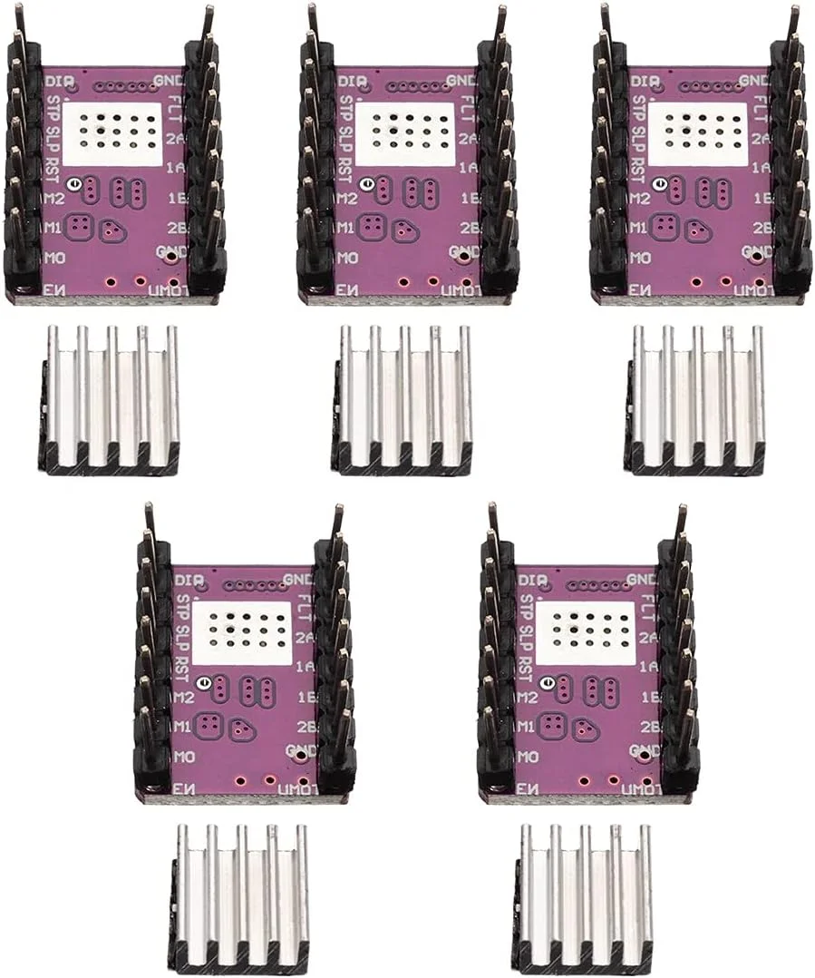 پنج عدد ماژول درایور موتور پله‌ای DRV8825 به همراه هیت سینک برای قطعات پرینتر سه بعدی، جایگزین StepStick برای ابزار خانگی