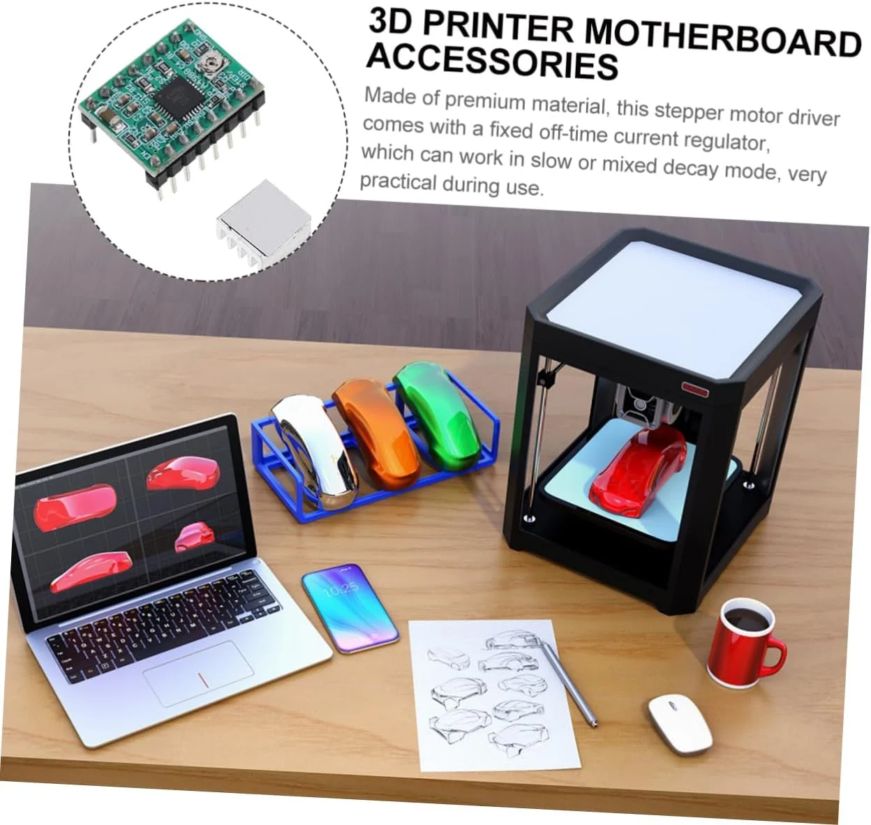 jojofuny بسته 12 عددی ماژول درایور موتور پله ای، درایور با راندمان بالا برای پرینترها، عملکرد کم صدا، حالت میرایی خودکار برای کاربردهای CNC